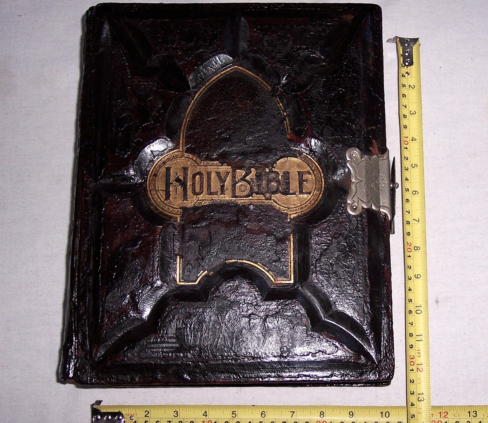 1896 Antique Clasp Family Bible Apocrypha Concordance Dictionary Psalms #30