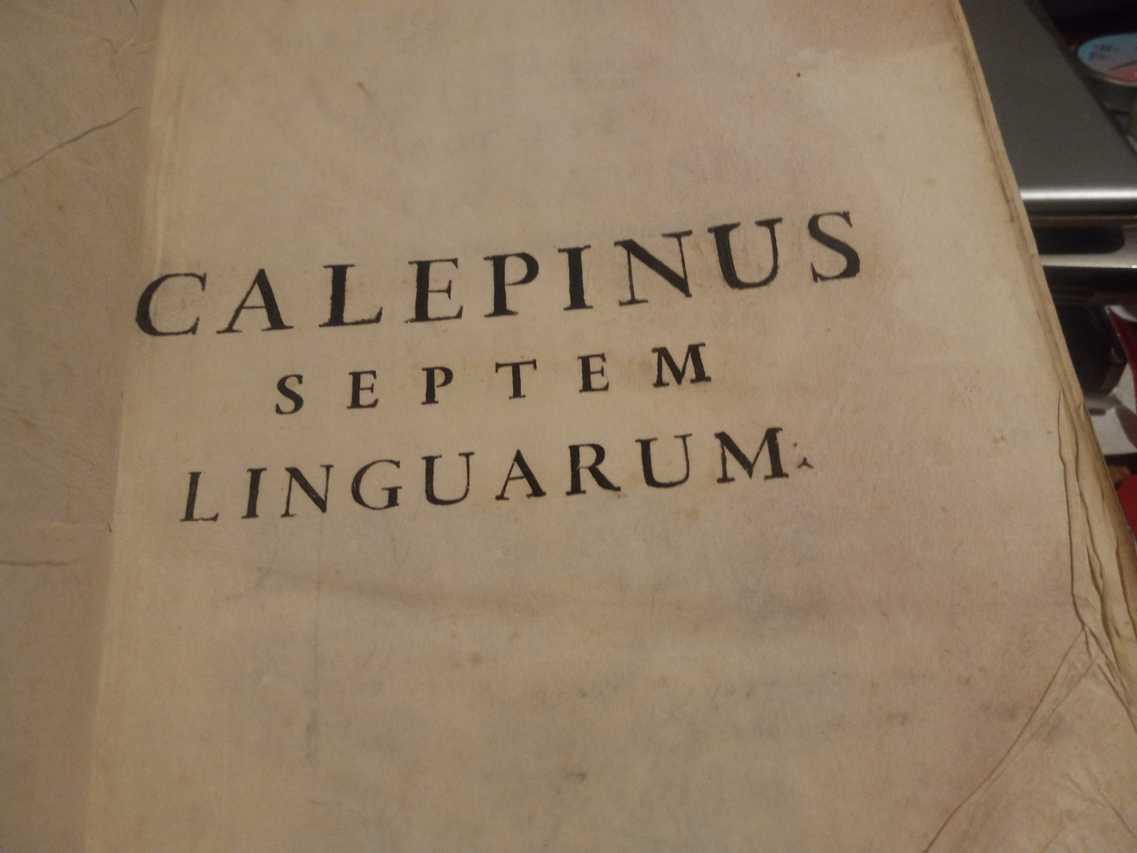 1736 SEPTEM LINGUARUM CALEPINUS LEXICON LATINUM – FOLIO VELLUM! VOL 1 OF 2 VOLS!