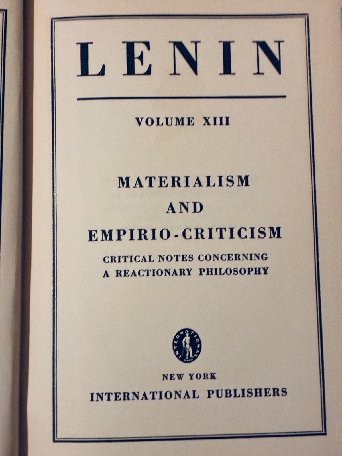1927 LENIN Materialism and Empirio-Criticism Volume XIII Collected Works