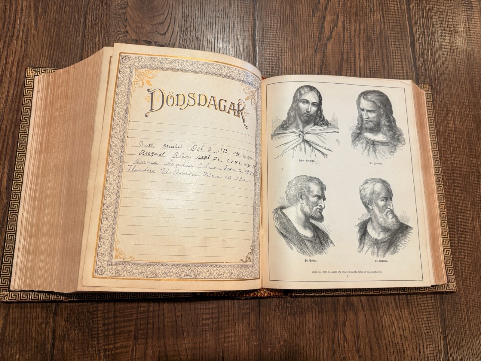 Antique Swedish Family Bible Gustave Dore Illustrated Family Records -1890