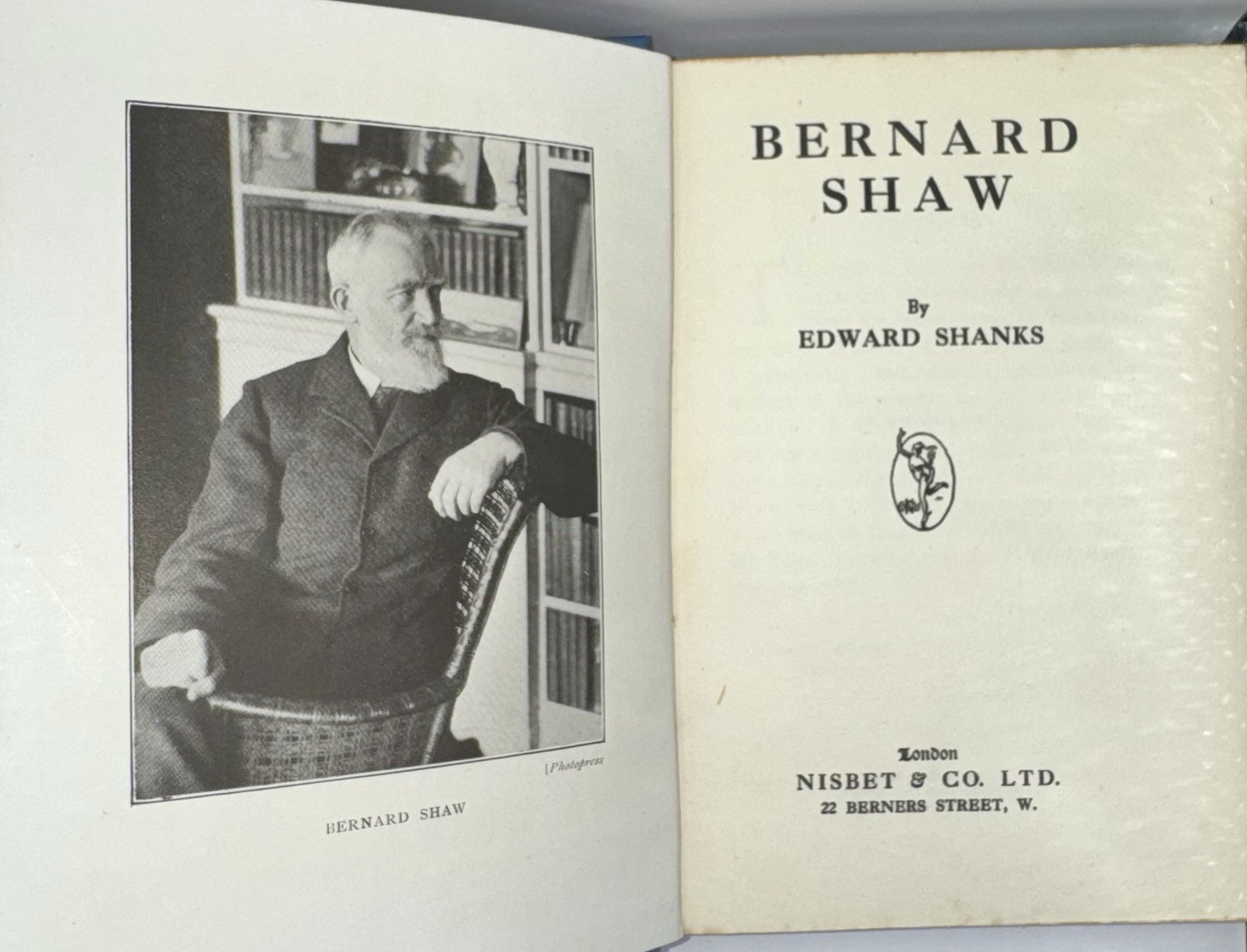 WRITERS OF THE DAY / BERNARD SHAW / Edward Shanks First Edition