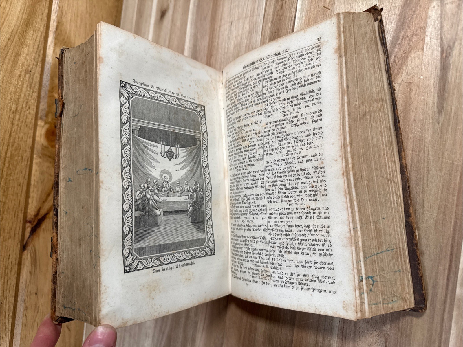 1842 HOLY BIBLE german ILLUSTRATED phiadelphia LUTHER leather ANTIQUE old