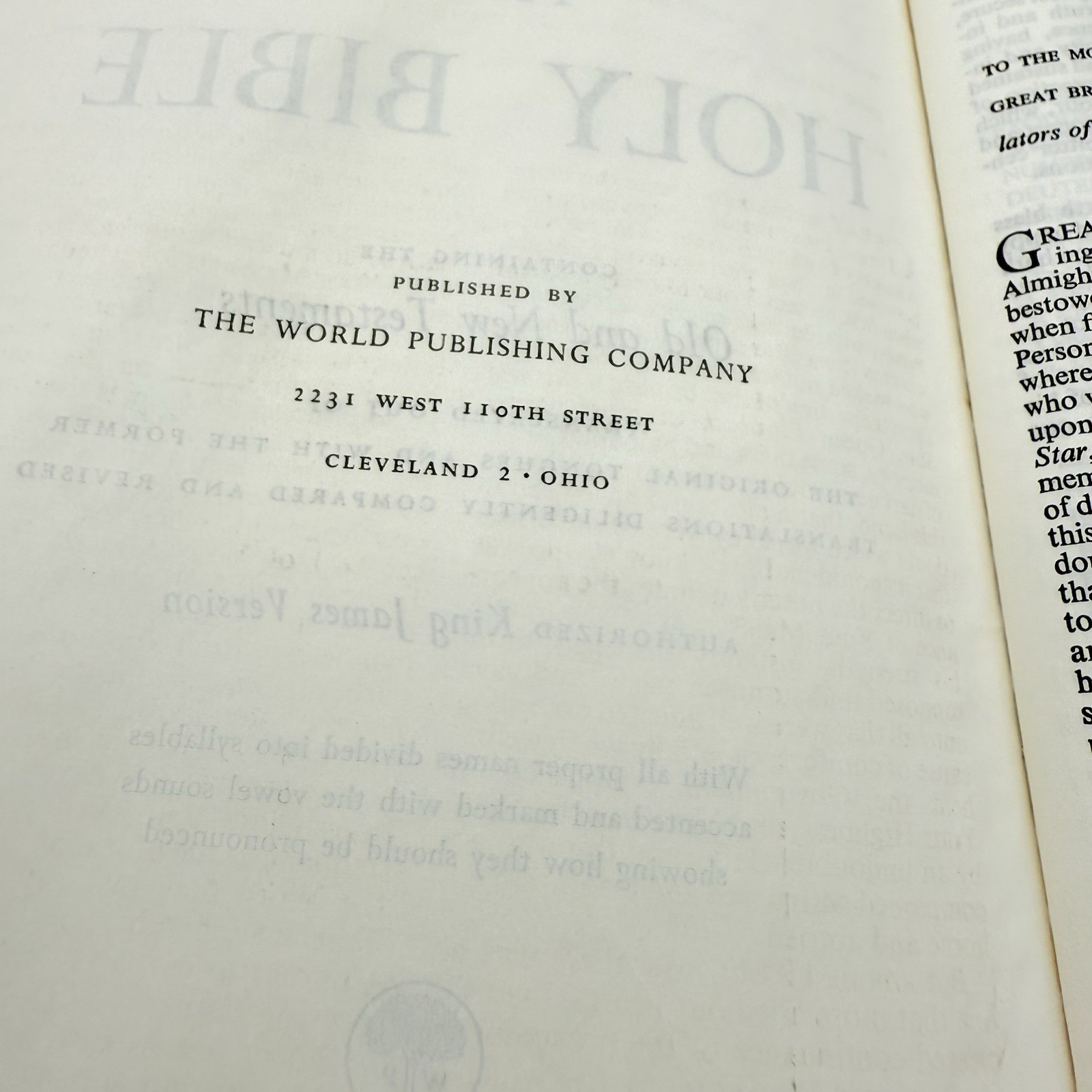 HOLY BIBLE Concordance KJV World Publishing Vintage 1940’s