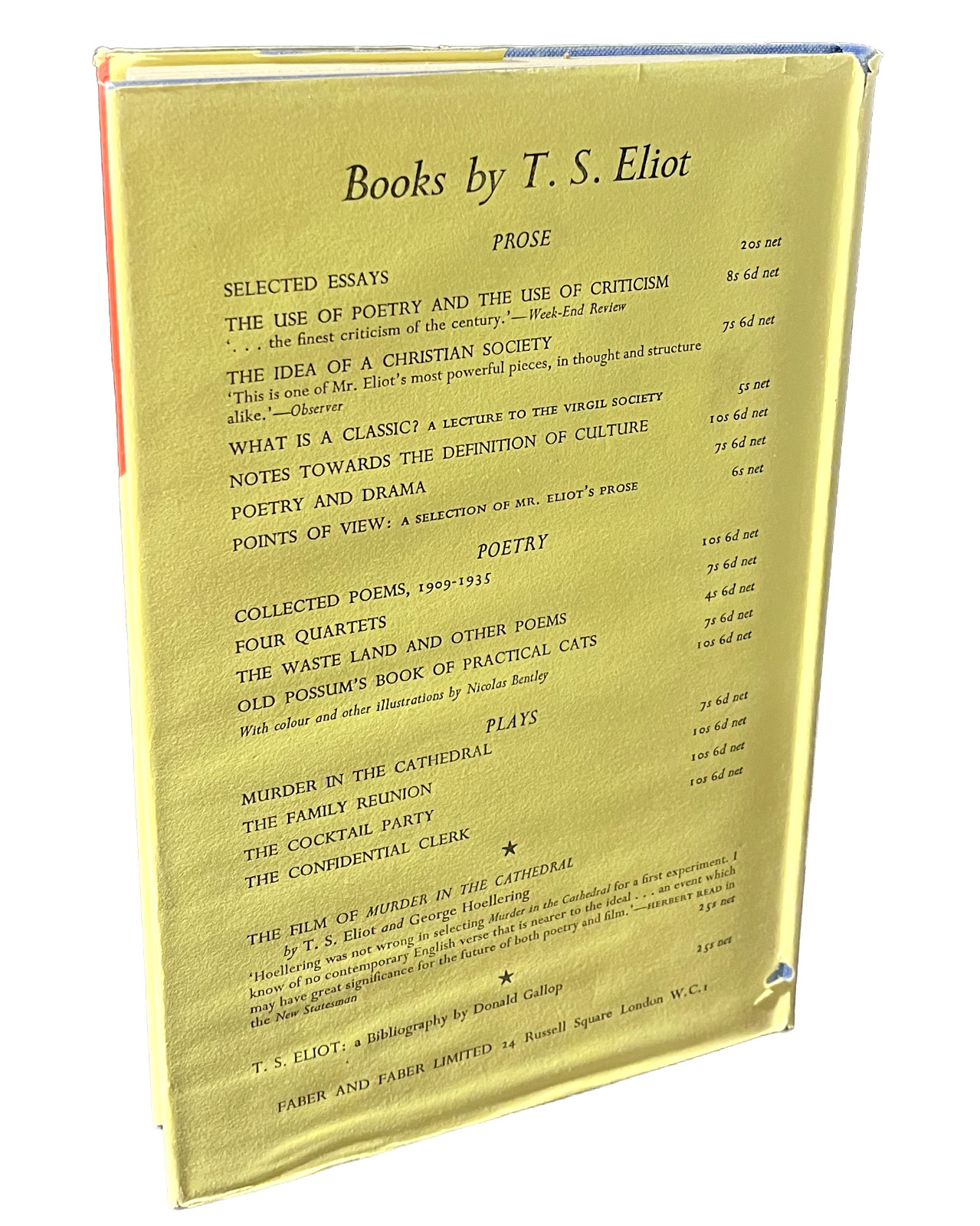 T.S. Eliot~The Confidential Clerk 1954 First Edition,1st Printing VG+ in VG dj