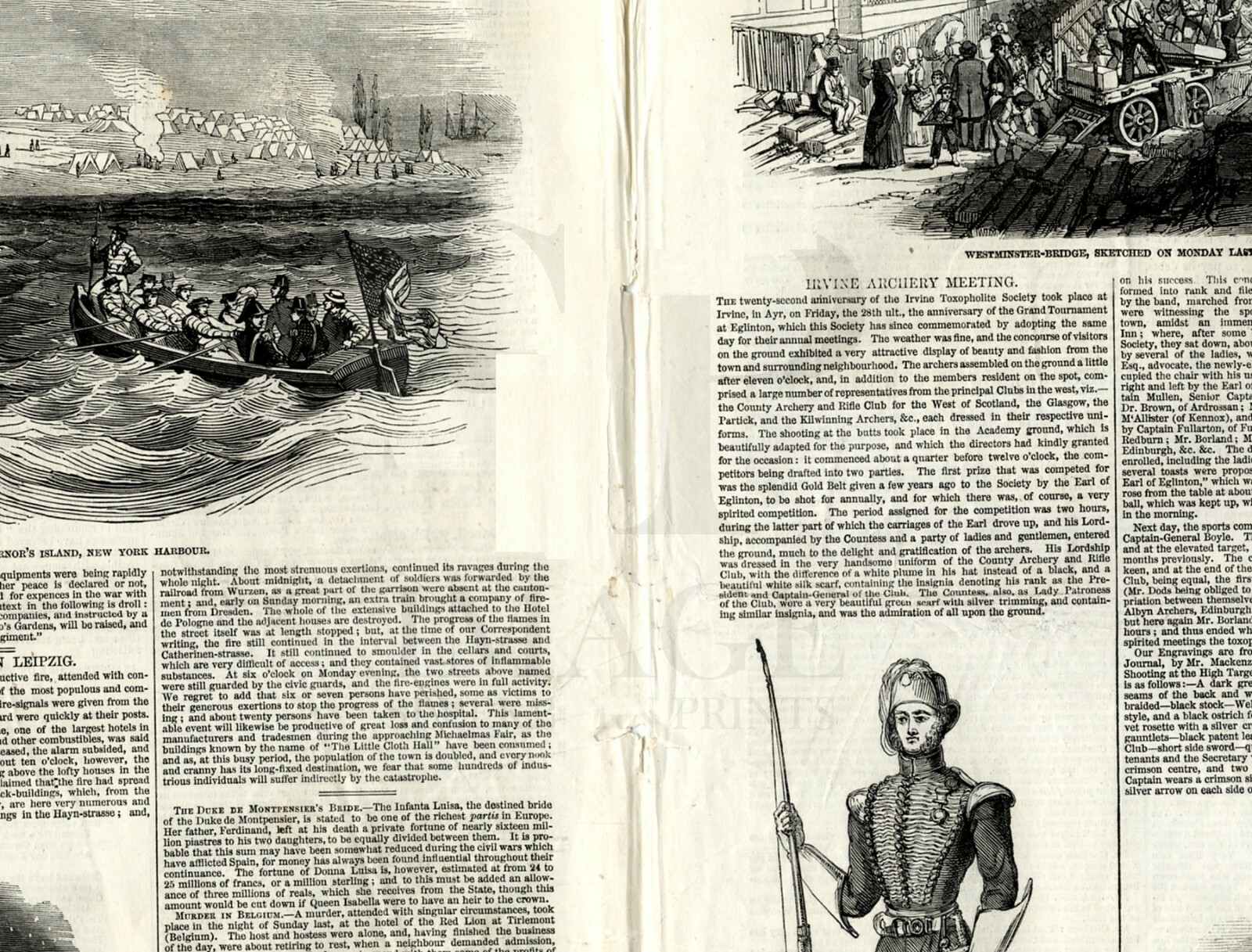 1846 ILLUSTRATED LONDON NEWS Toxopholite ARCHERY St Michaels Mt NEW YORK (8220)