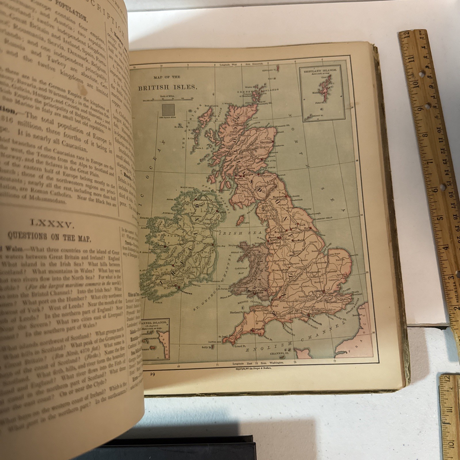 Vintage 19th Century – Harper’s School Geography Textbook, Illustrated 1882