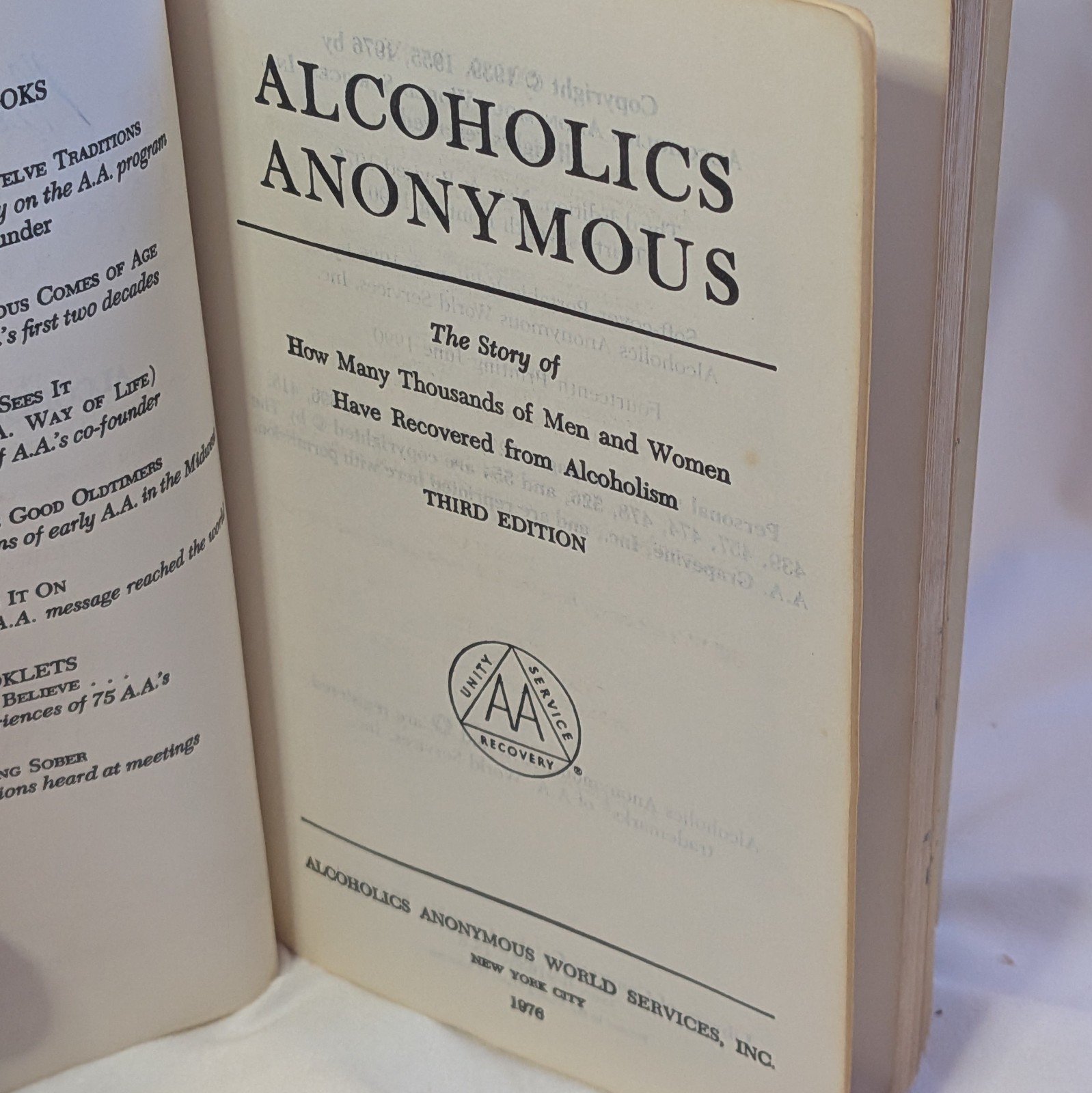 Vintage Soft cover Third Edition of “Alcholics Anonymous” 1976