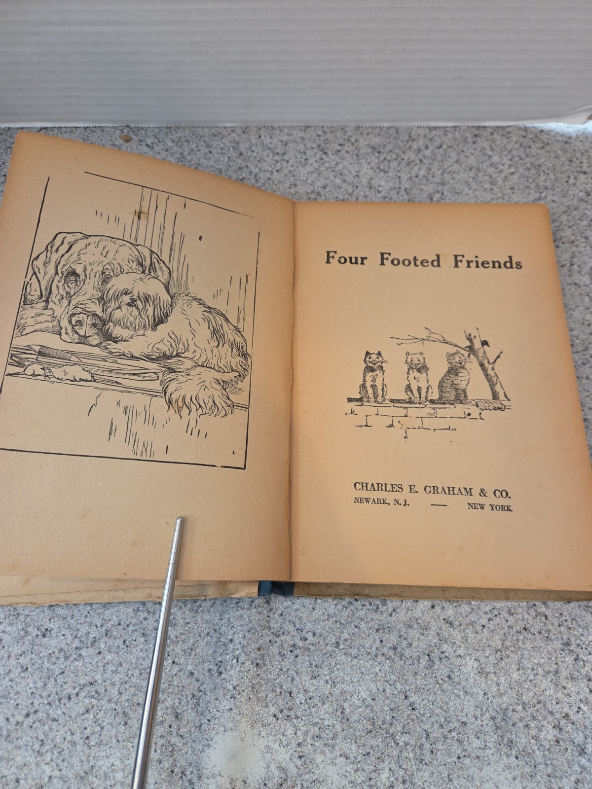 Four Footed Friends 1924, Antique Children’s Book, Charles Graham & Co