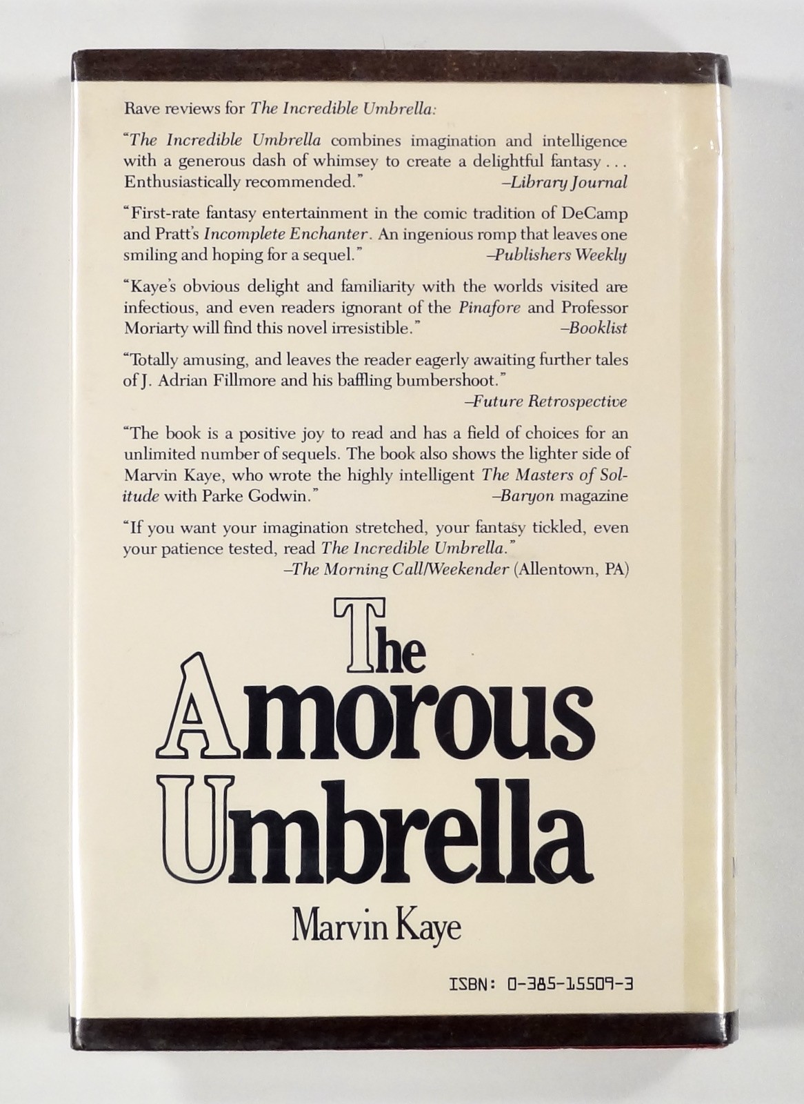 1981 Marvin Kaye THE AMOROUS UMBRELLA first edition humor science fiction HC/DJ