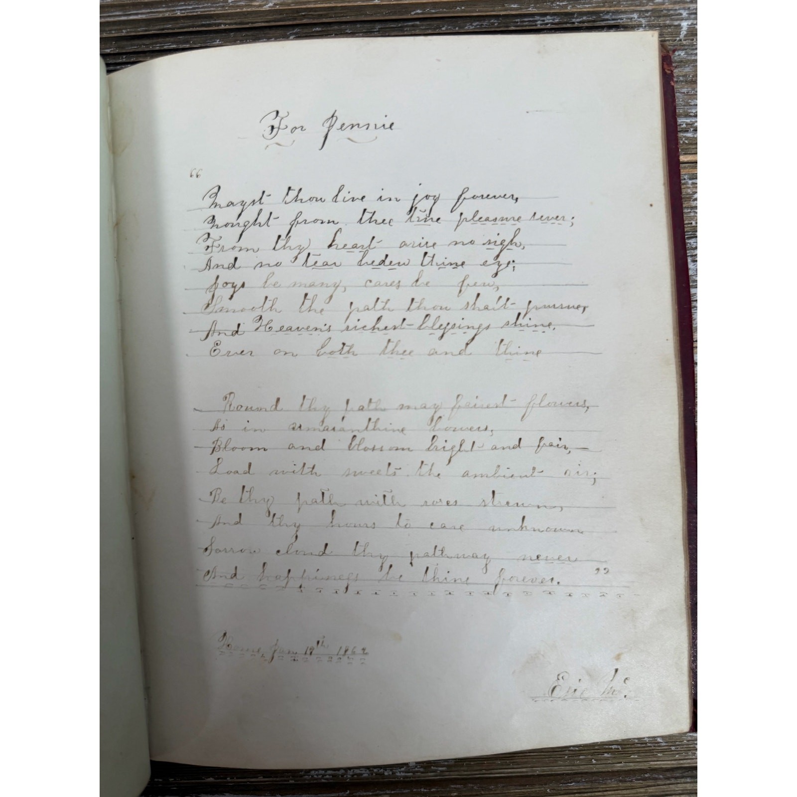 Antique Civil War Era 1860s Love’s Offering Friendship Album Handwritten Notes