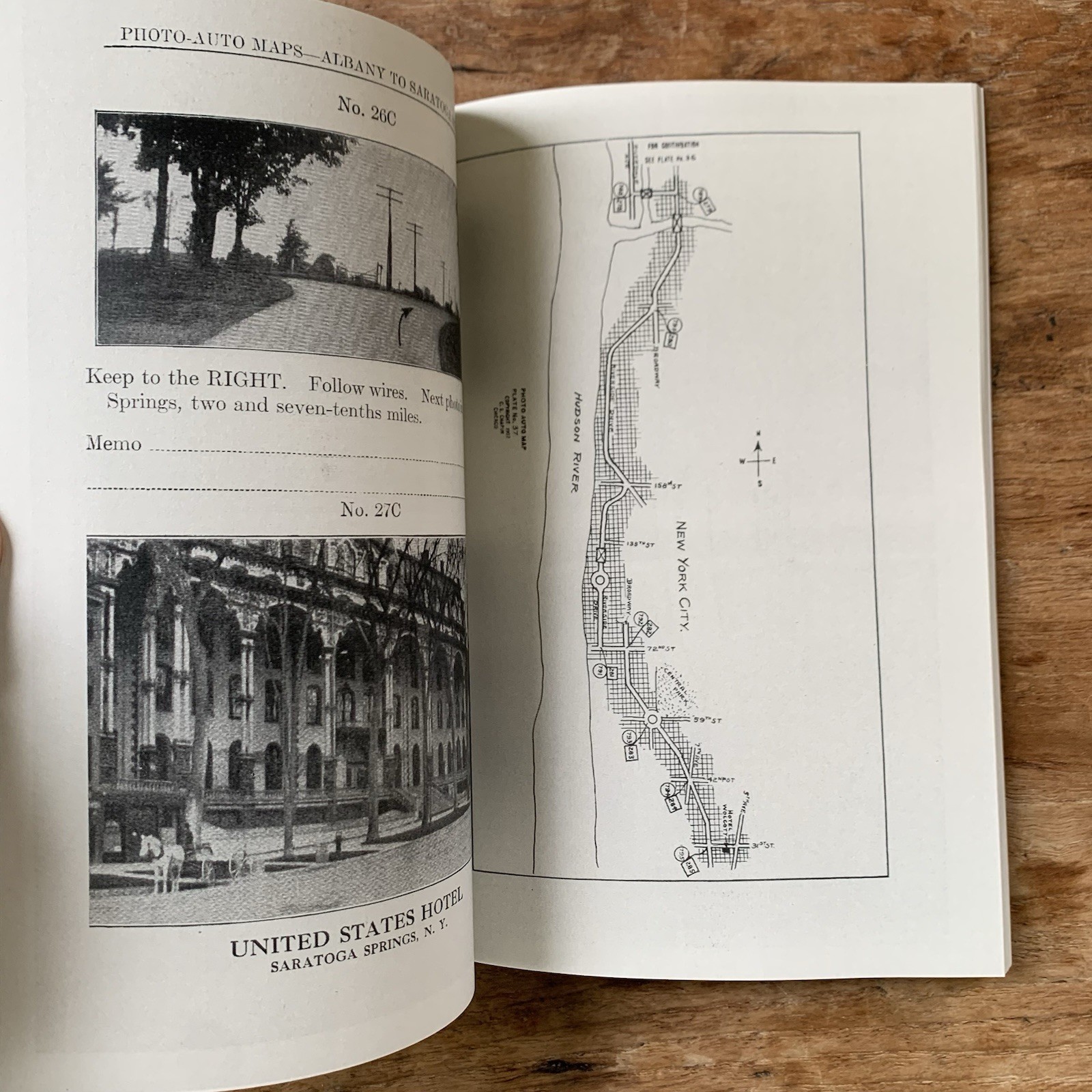 1907 Rand McNally Photo Auto Maps and Guide Book New York to Albany / Facsimile