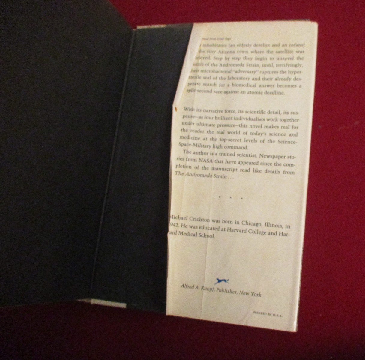 The Andromeda Strain by Michael Crichton (1969) Fifth Printing Hardcover Novel