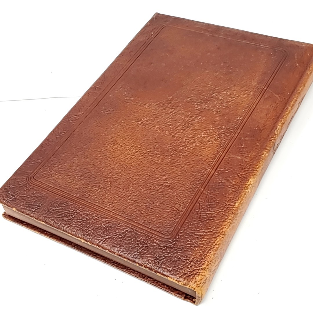 Antique Leather Rand McNally World AtlasS Book 1951 Vintage WW2 Maps Geography
