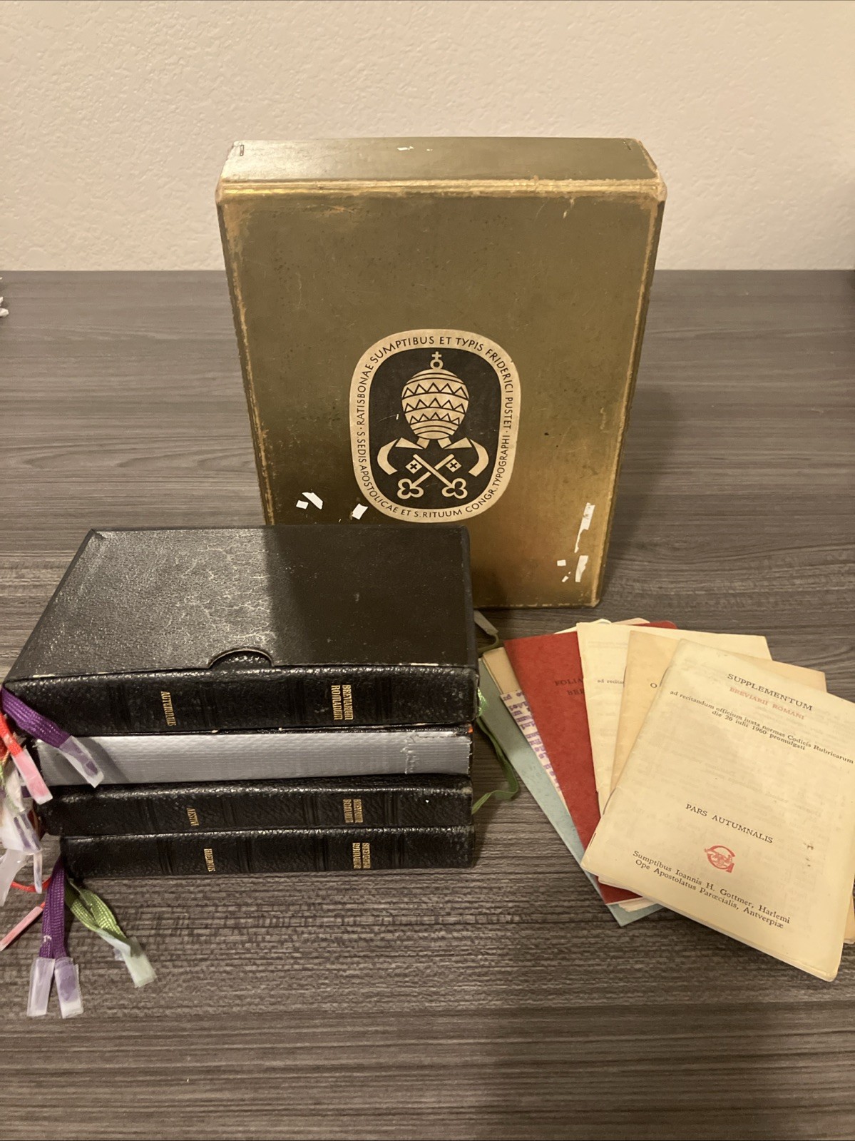 1957 Breviarium Romanum Full Set (PEN WRITINGS + WHITE OUT ) W/ All Supplements