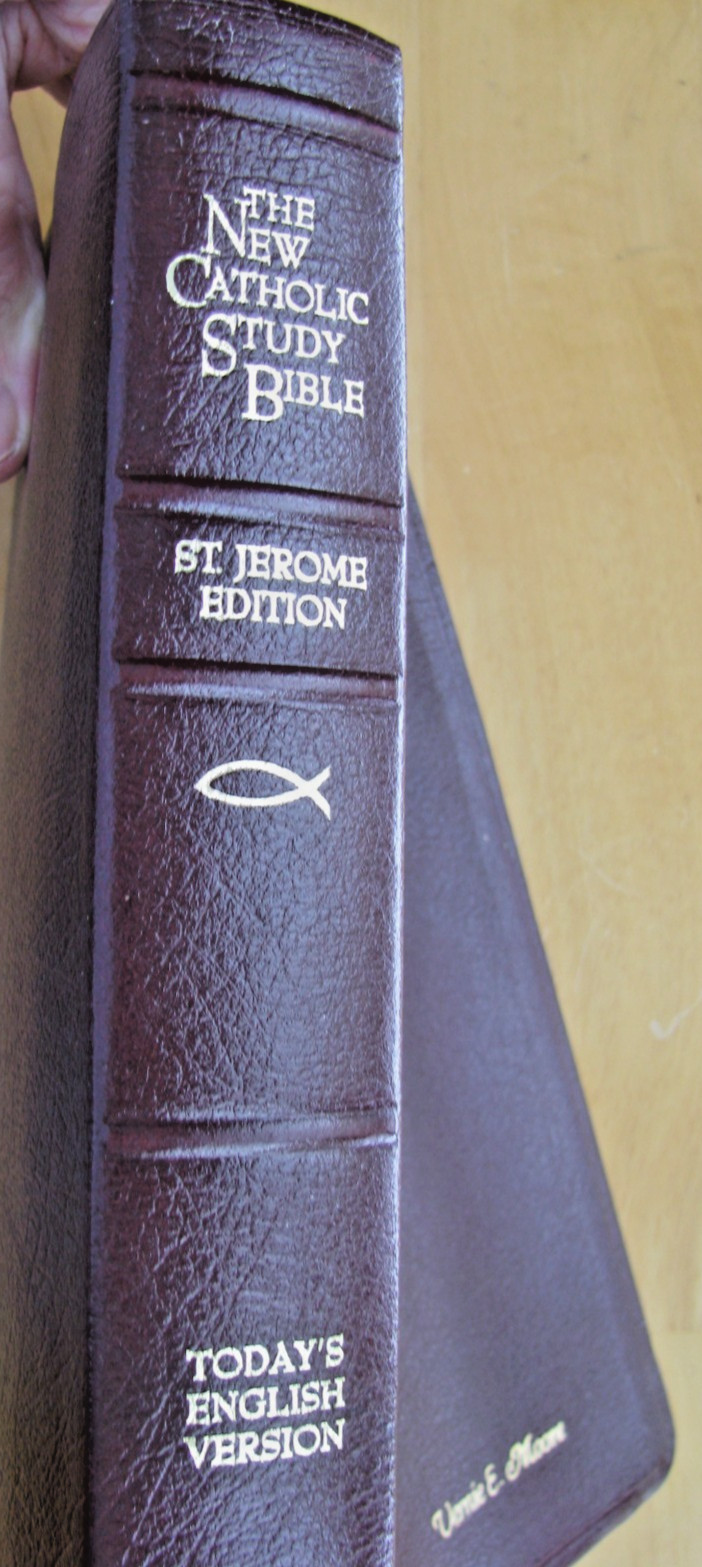 The New Catholic Study Bible St Jerome Ed Burgundy Bonded Leather Thumb Tab 1985