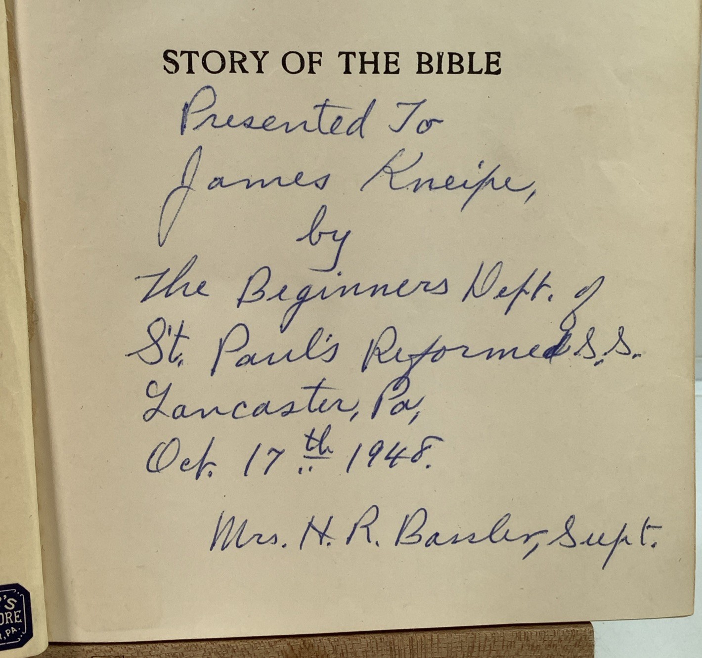 Hurlbut Story of the Bible 1932 Rev Ed 1948 Sunday School Award Inscribed