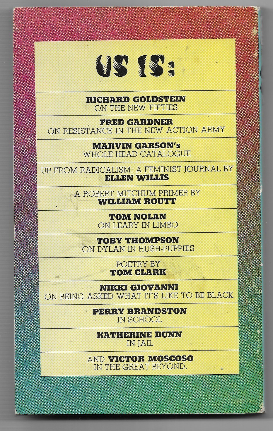 US 2 Paperback Magazine 1969 Bantam PS5200 Counterculture Nikki Giovanni Radical