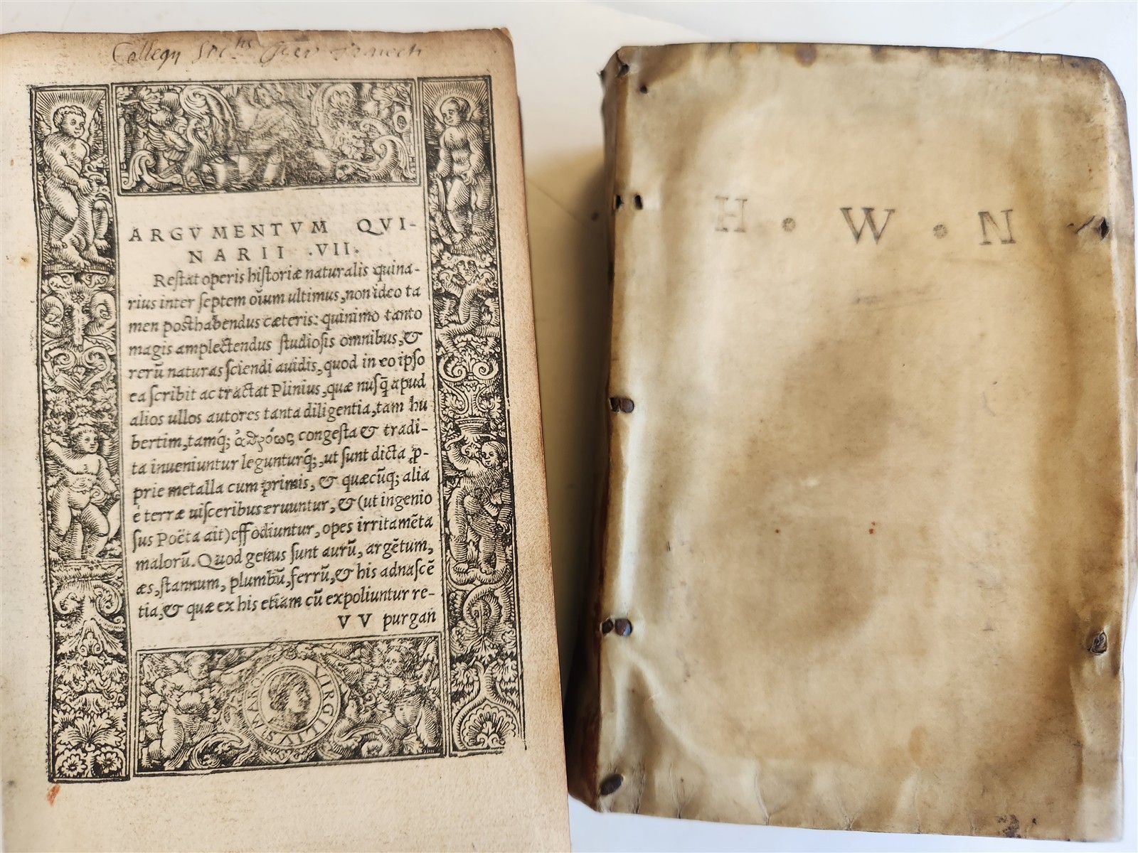 1565 PLINIUS encyclopaedia of natural history 5 VELLUM BOUND VOLUMES 16c ANTIQUE