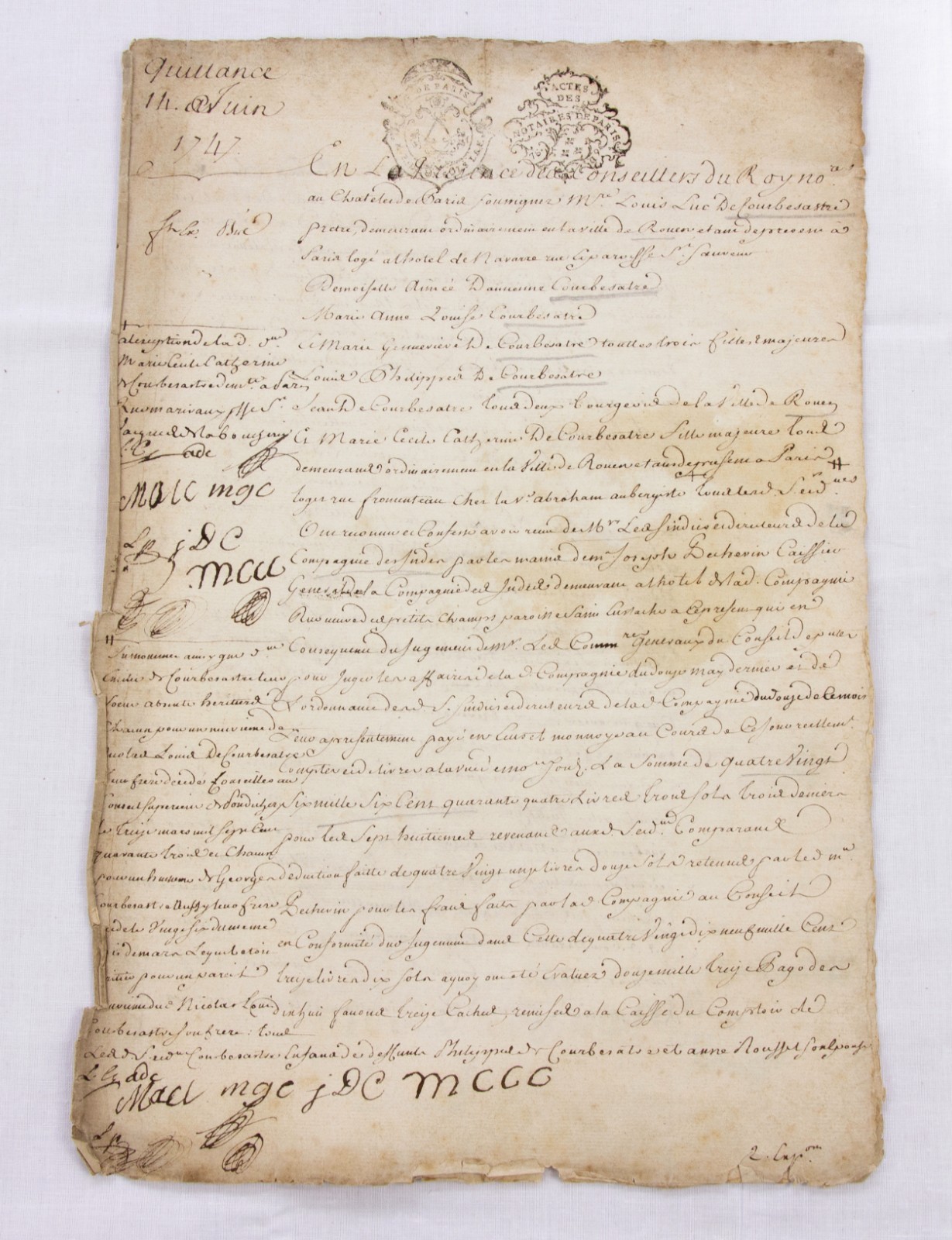 FRENCH East India Company – manuscript archive from 1747-1800 – Compagnie Indes