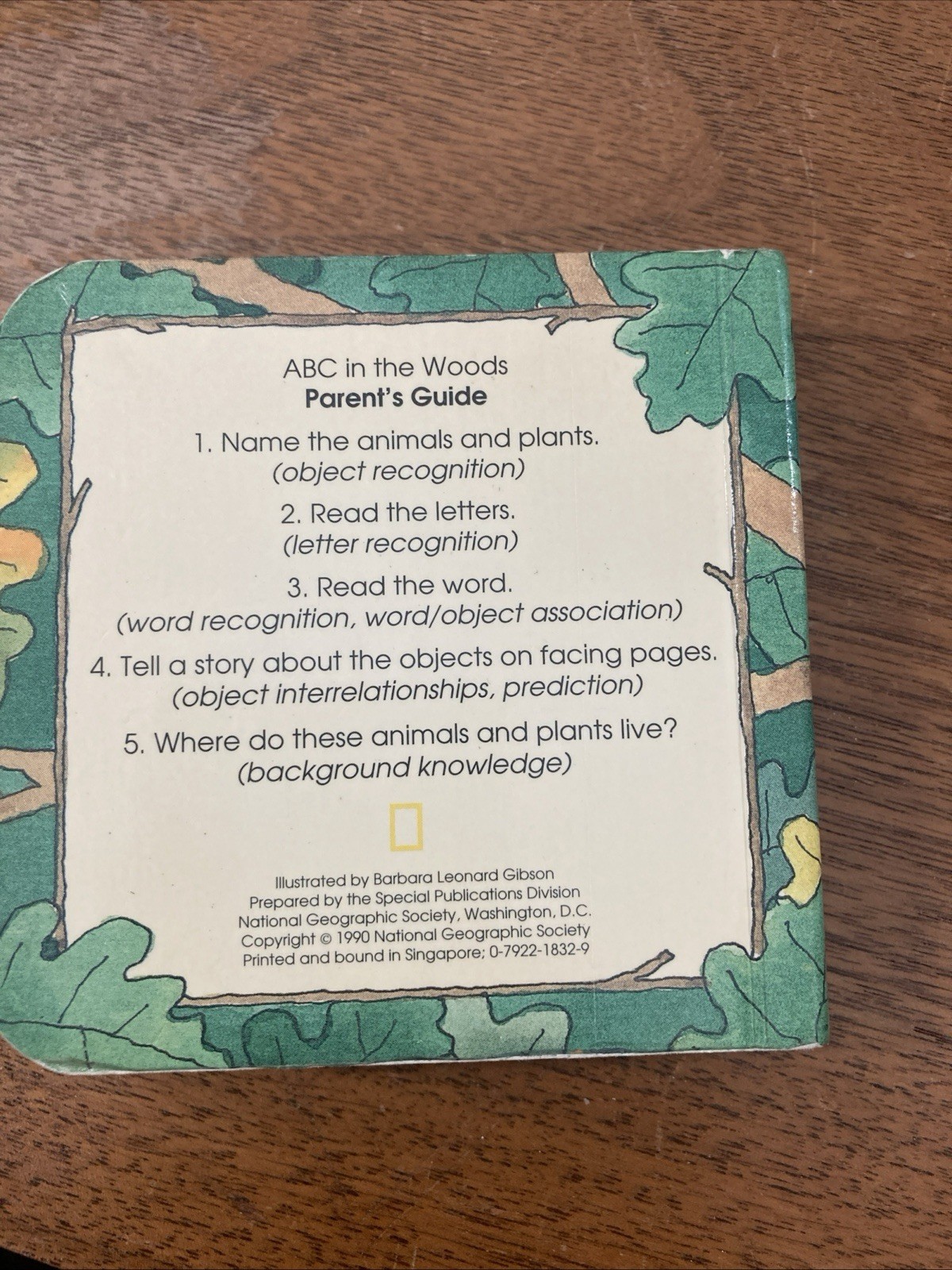 ABC In The Woods Vintage Children’s Board Book National Geographic 1990