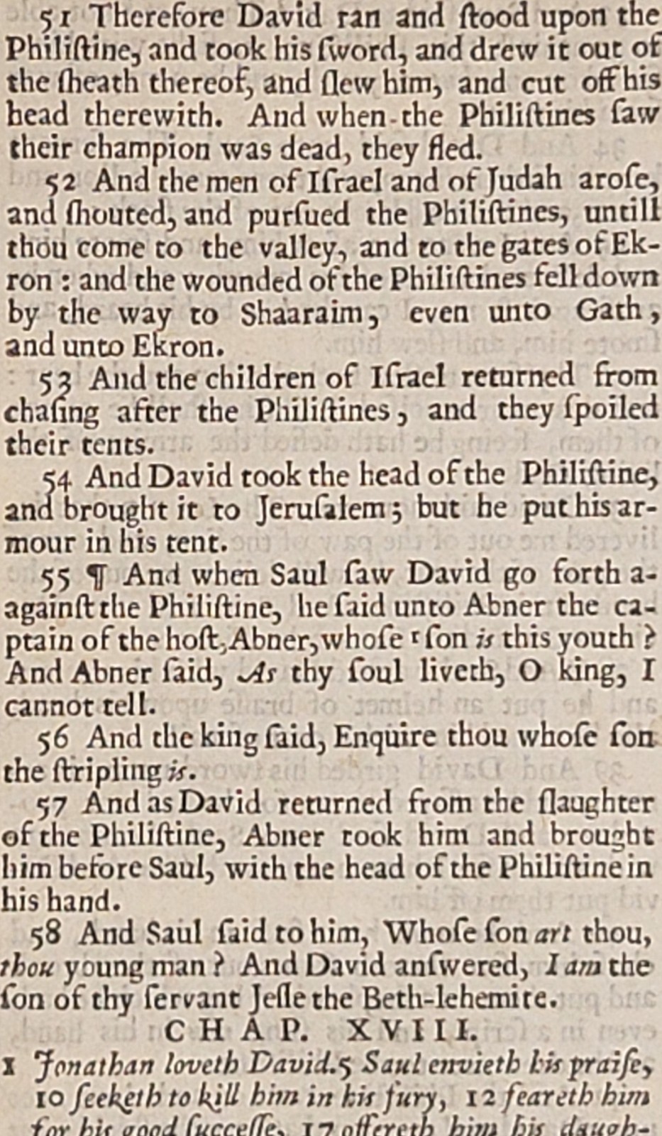 1649 KJV King James Bible Leaf David & Goliath Slain 1 Samuel 17-18