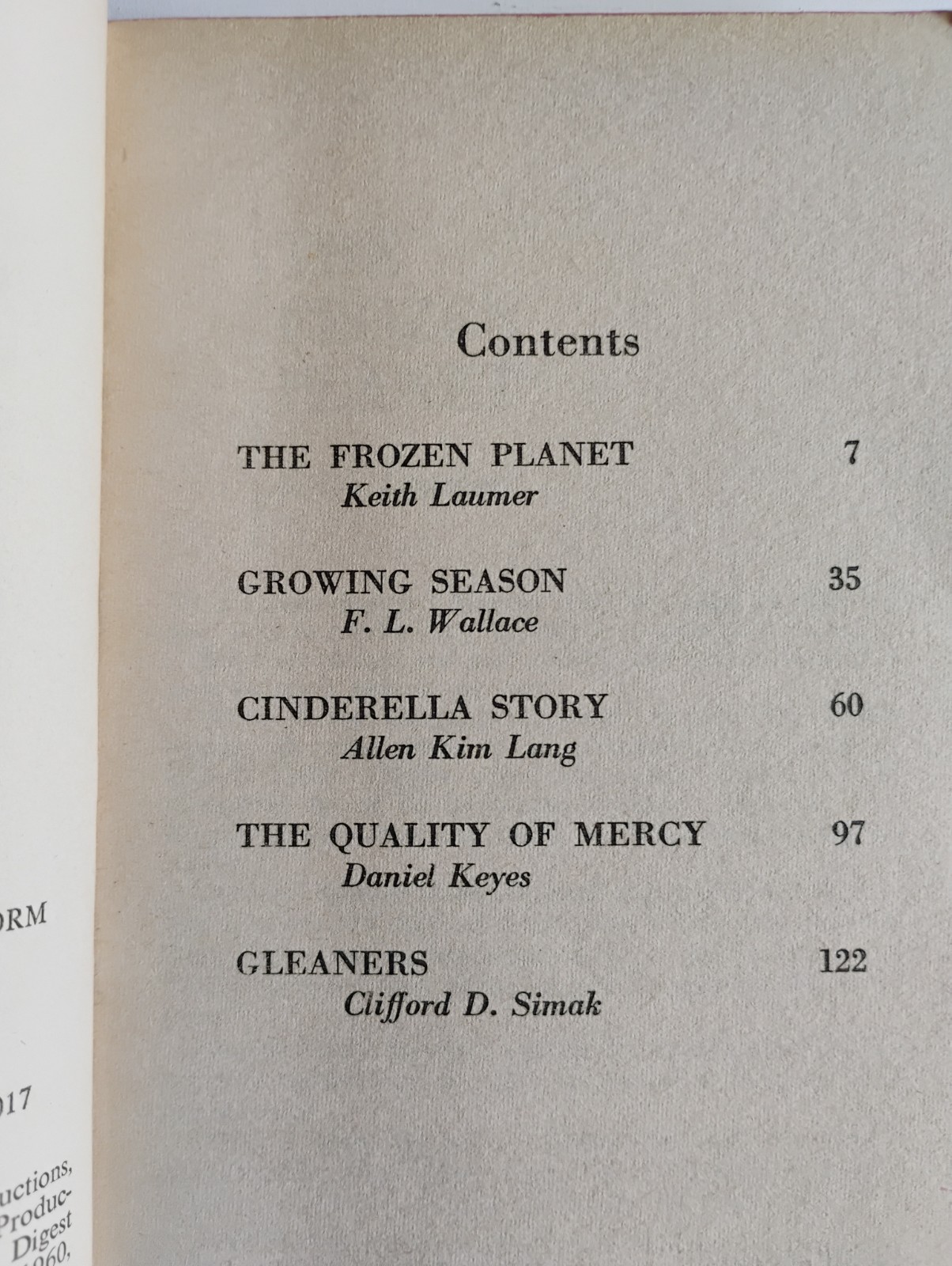 The Frozen Planet & Other Science Fiction Novellas – 1970 MB Vintage Paperback