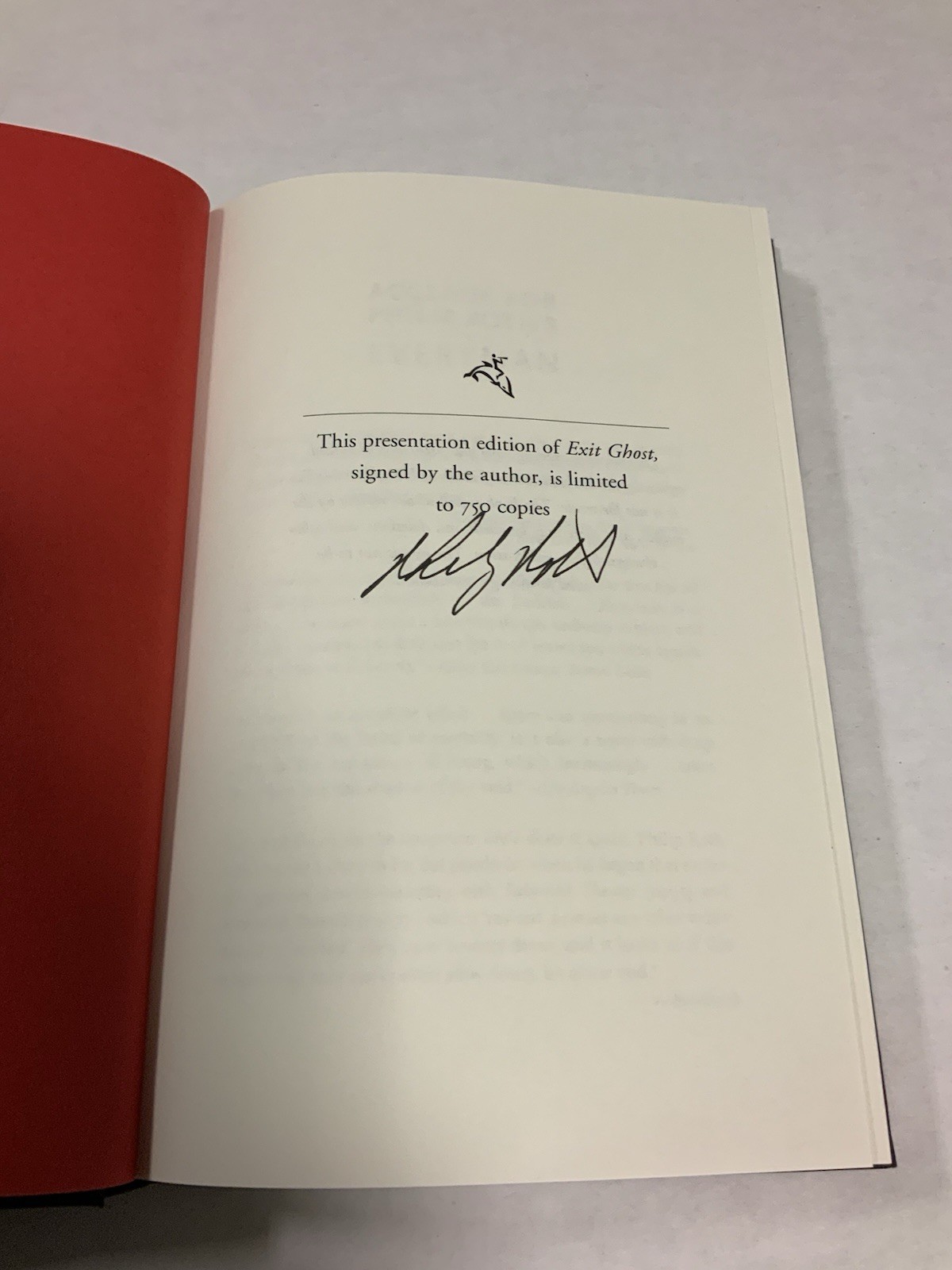 Philip Roth Exit Ghost Signed Limited Edition Hardcover 2007