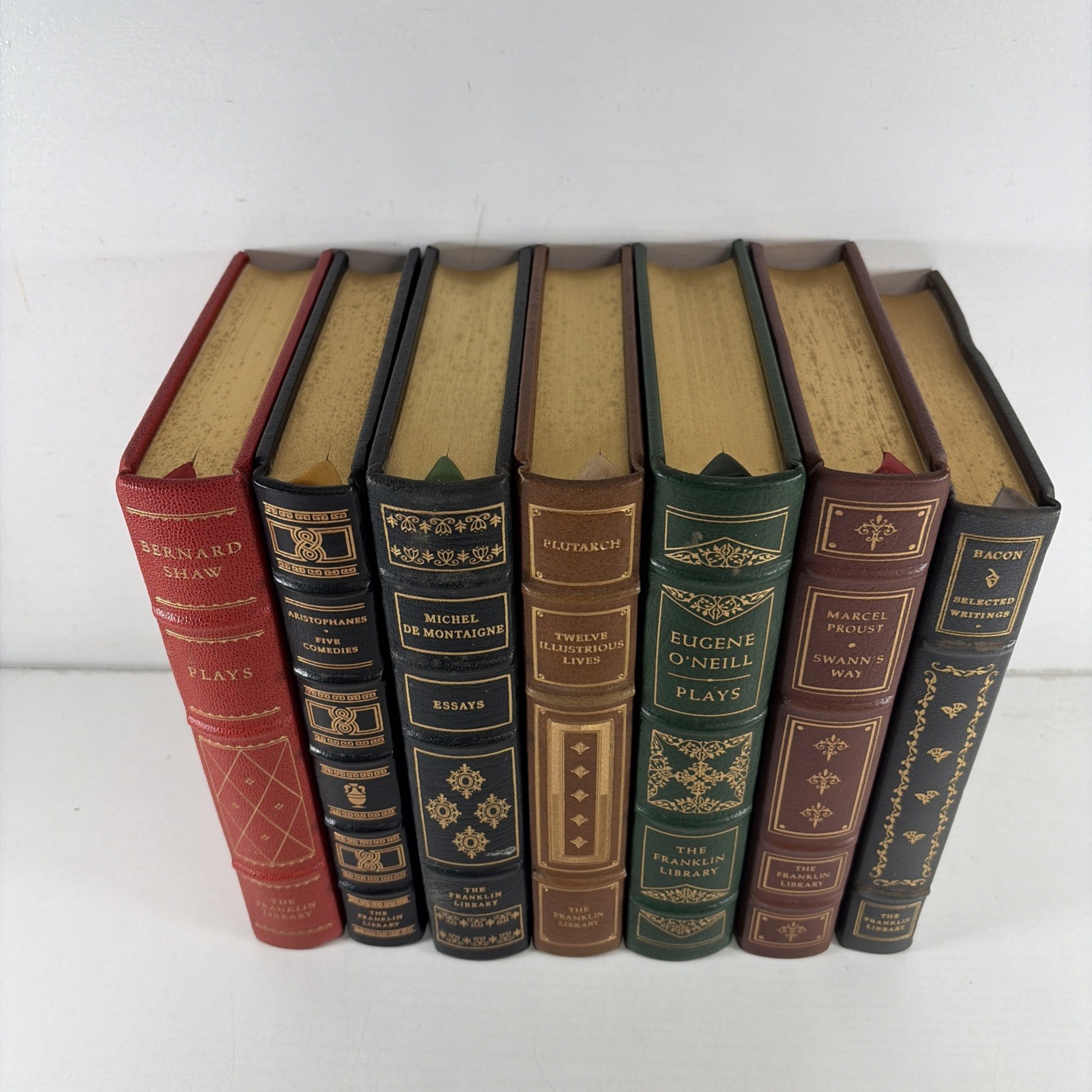 Franklin Library Lot of 7 Hardcover Staging Decorative Leather Bound Books