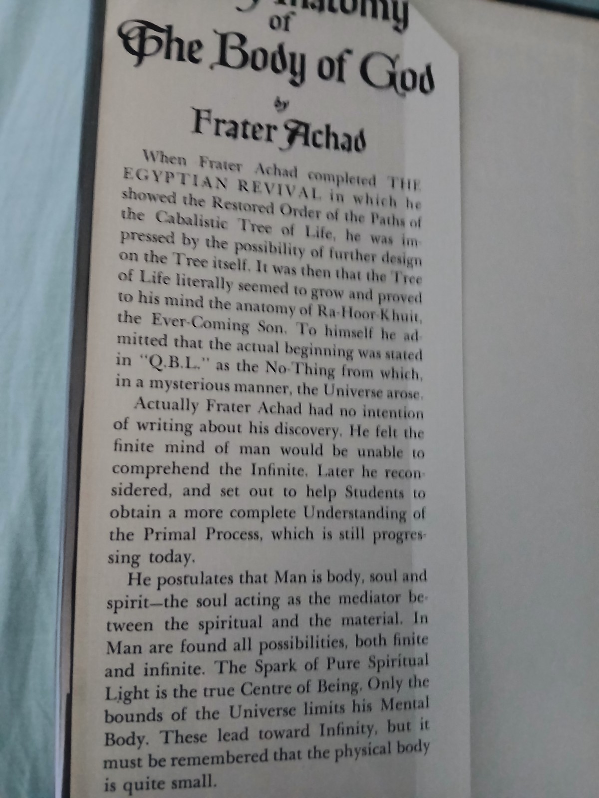 1972 Frater Achad The Anatomy of the Body God Aleister Crowley Magick Qabalah