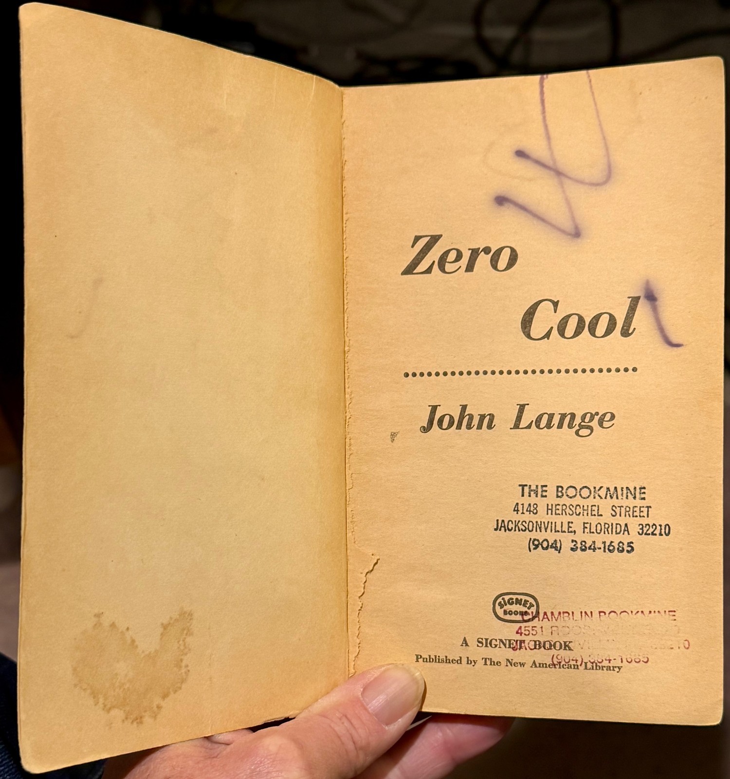 Zero Cool John Lange/Michael Crichton 1st Edition/1st PBO Signet Sept 1969 VG!