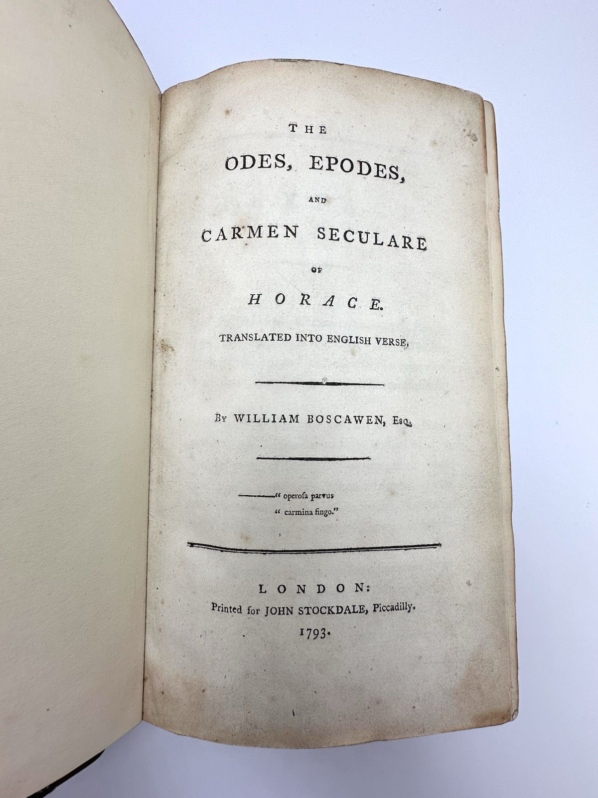 1793 HORACE Classical Literature ODES Epodes CARMEN SECULARE Boscawen
