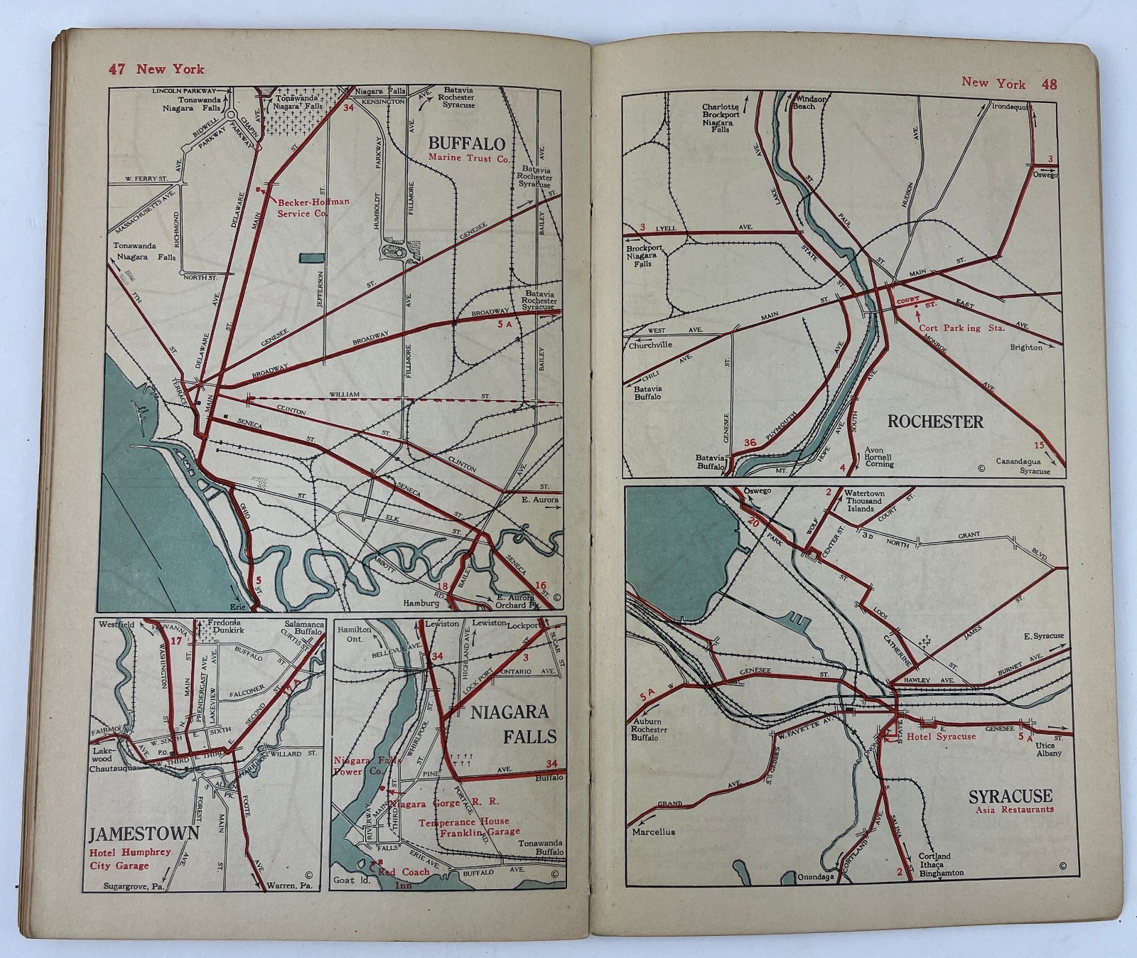 1925 Official National Survey Maps New York State Before Interstate Highways