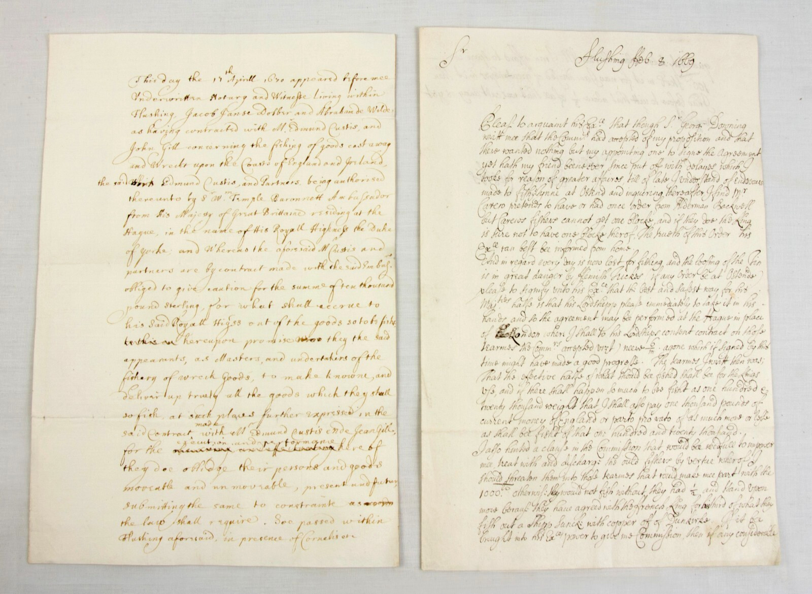 1669–70 Edmund Custis Manuscripts Wreck Salvage Contract Charles II Duke of York