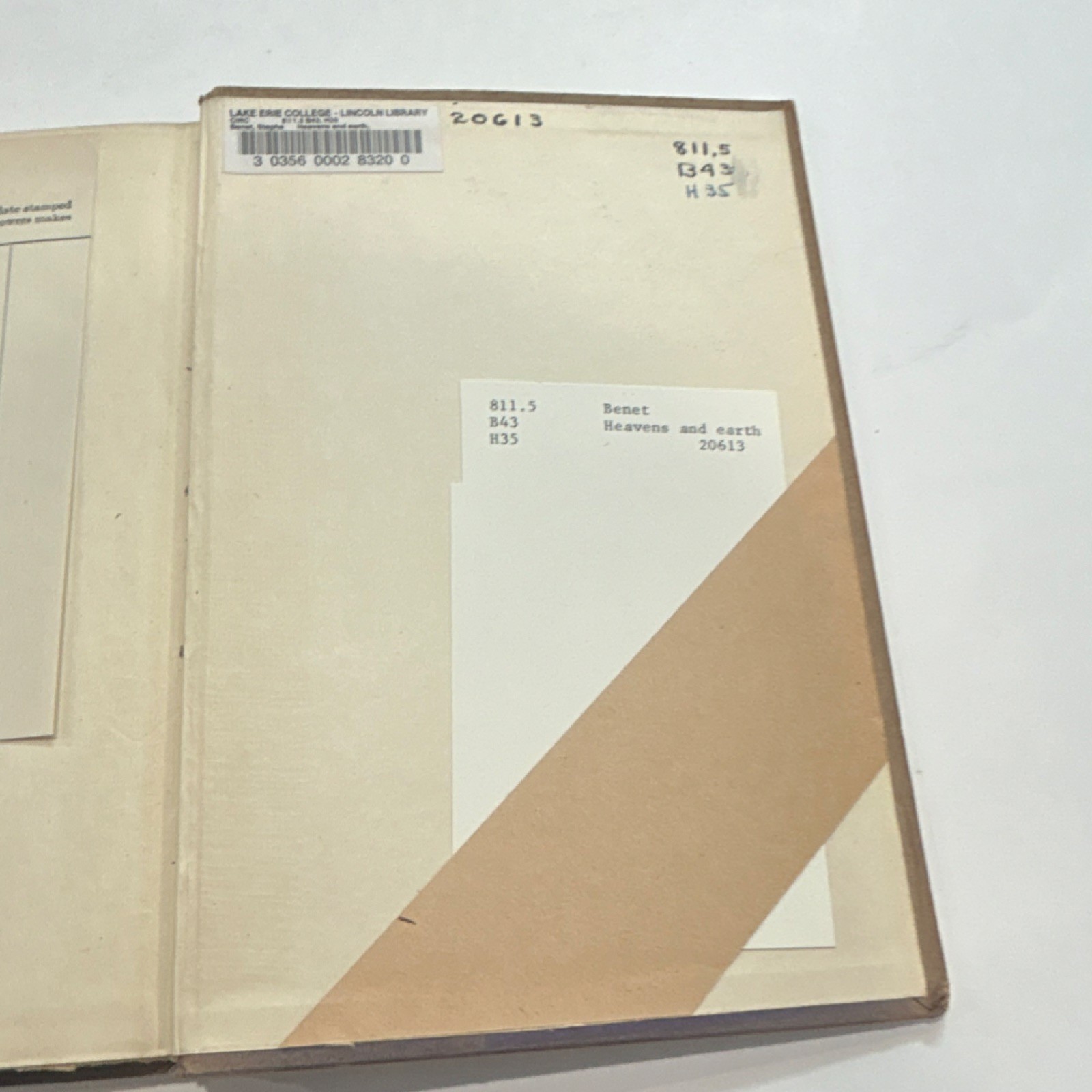 STEPHEN VINCENT BENÉT Heavens and Earth Henry Holt 1920 Cloth Ex-Library