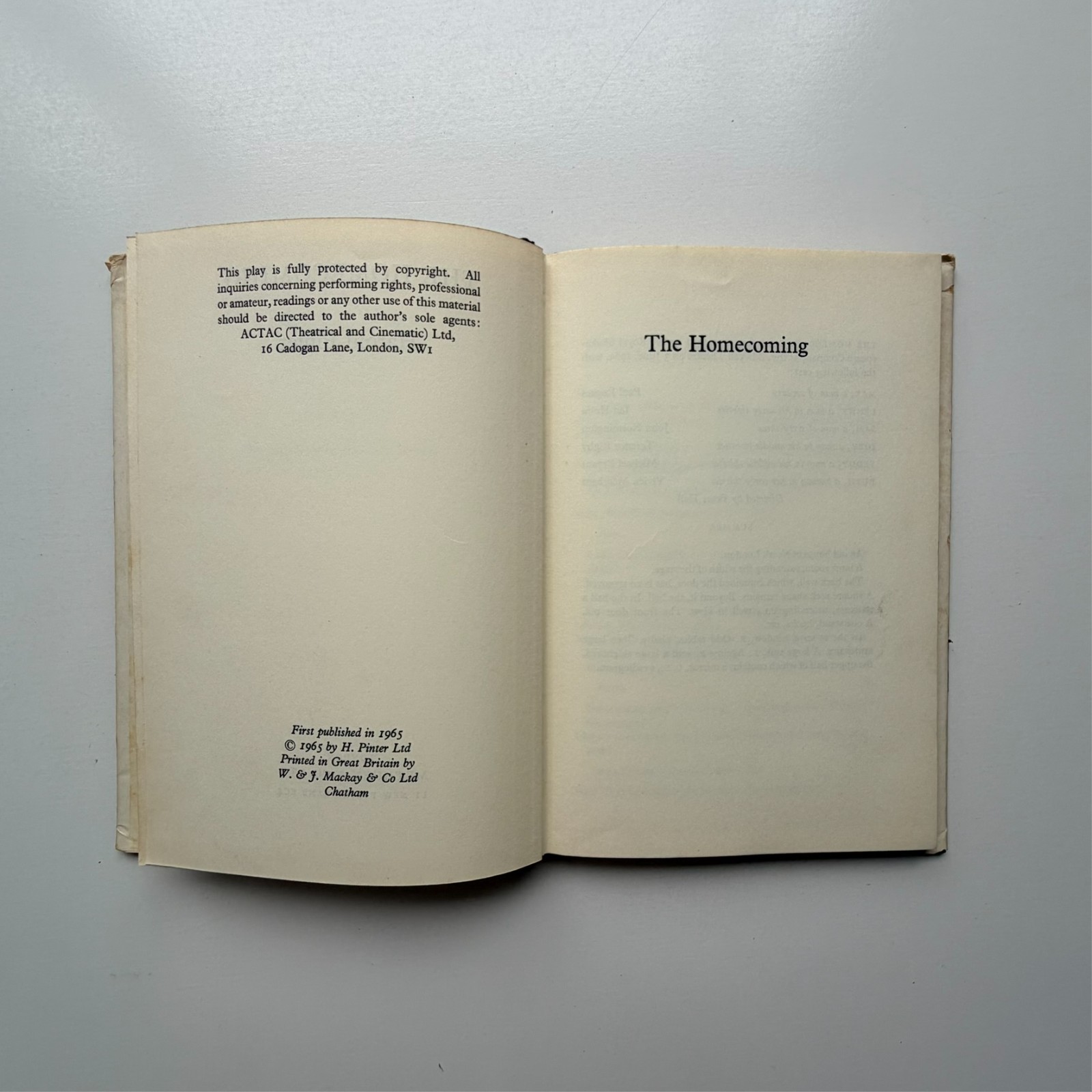 1965 Harold Pinter The Homecoming First Edition Methuen Hardcover DJ