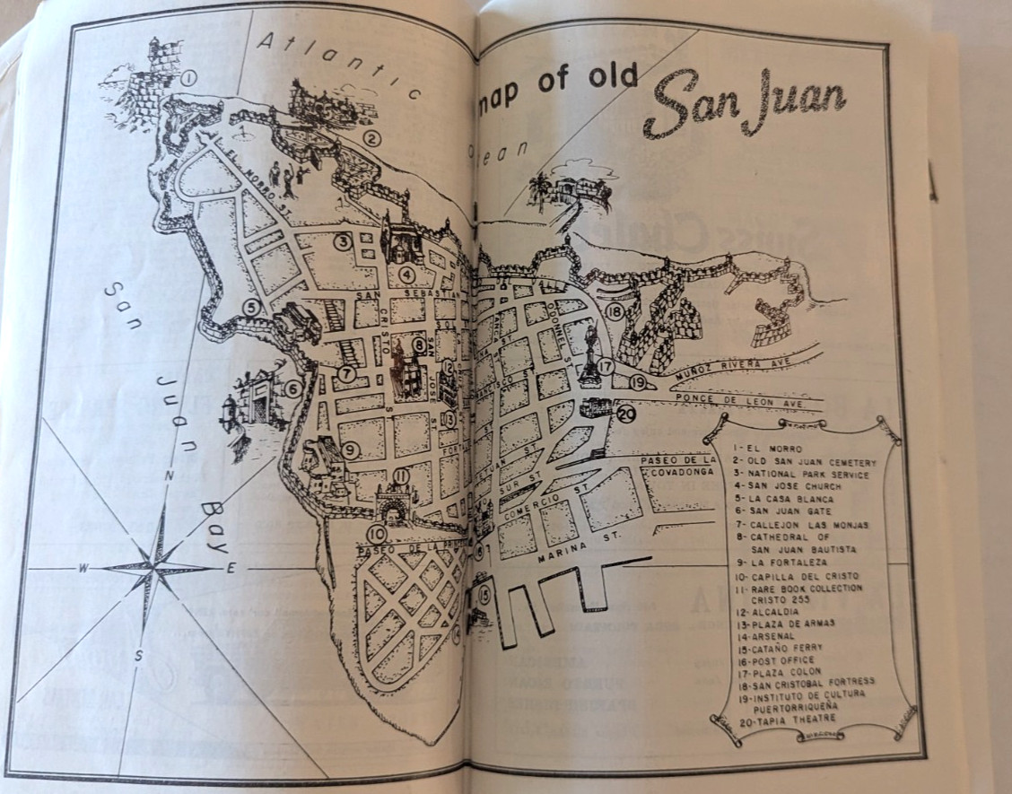 Vtg 1959 San Juan PUERTO RICO GUIDE to Hotels Dining Nightclubs Map 50 pages