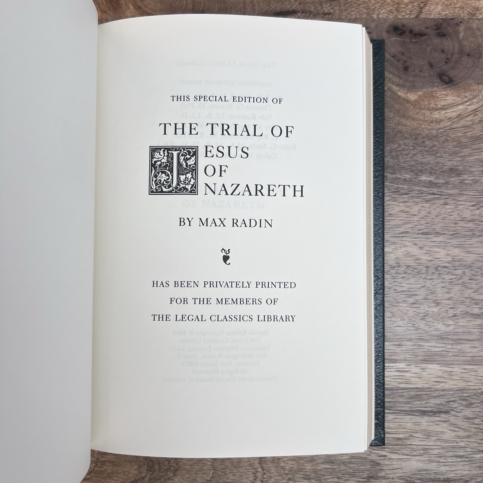 TRIAL OF JESUS Max Radin Gryphon Full Leather Binding, Gilt Edges