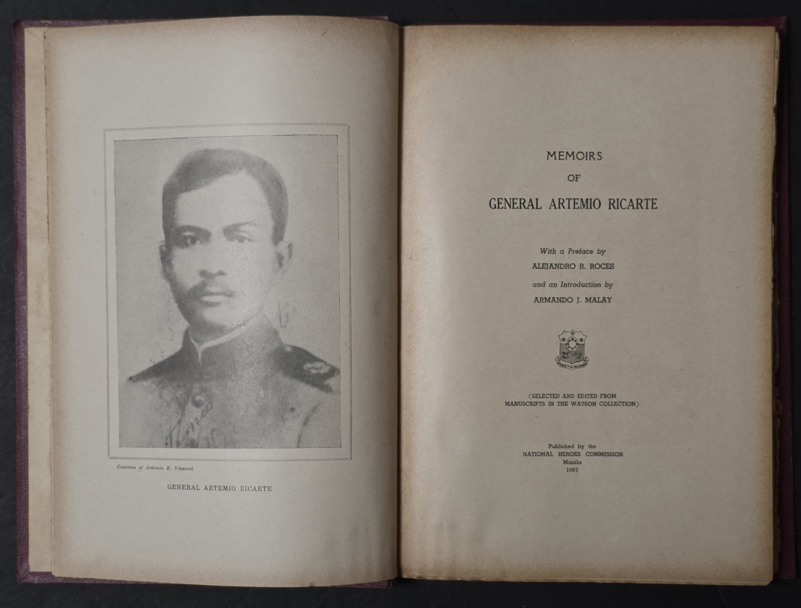 Memoirs Of General Artemio Ricarte National Heroes Comm. Katipunan * Read 1st *