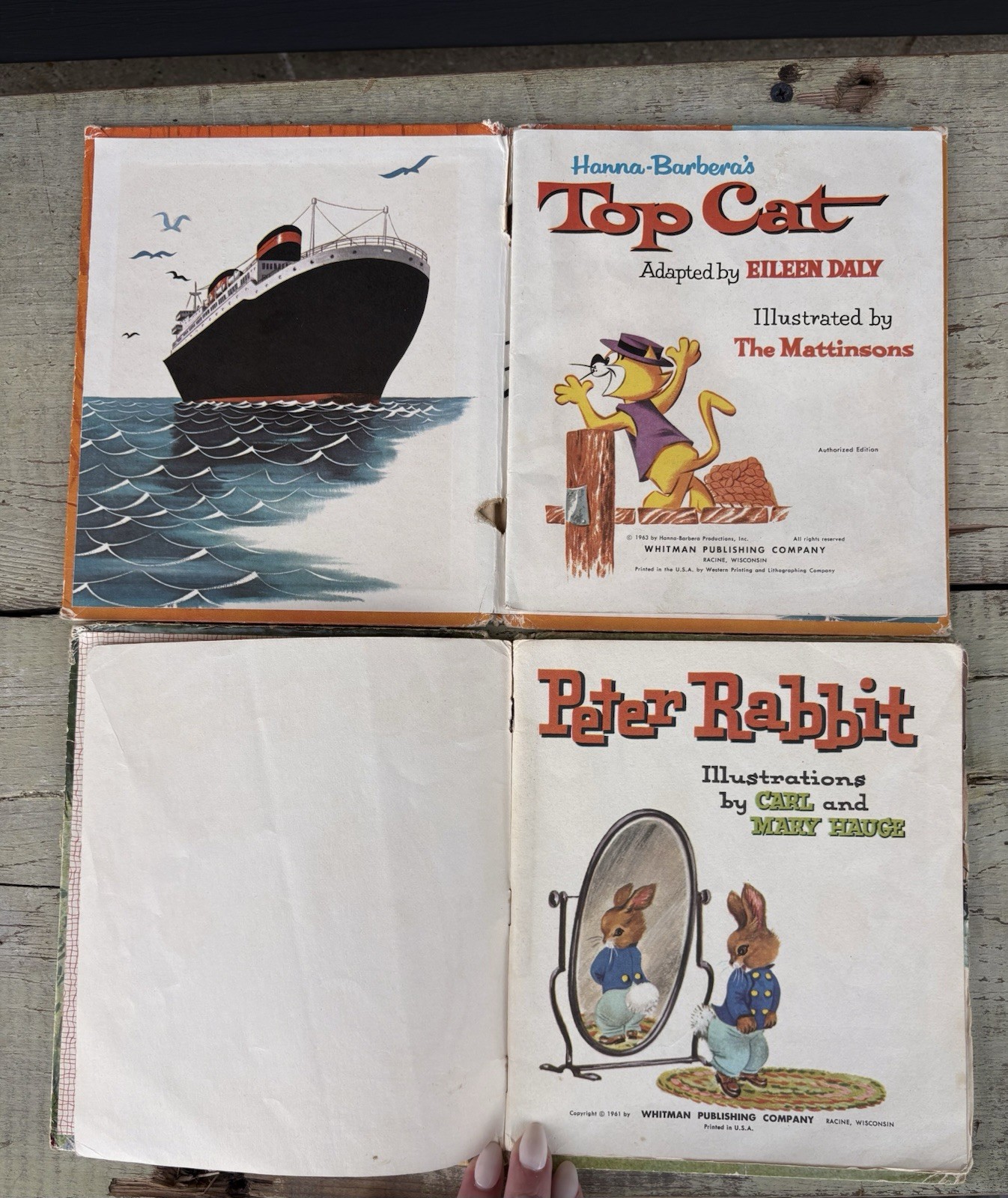 Vintage Whitman Childrens Book Lot Top Cat Hanna-Barbera & Peter Rabbit HC 1960s