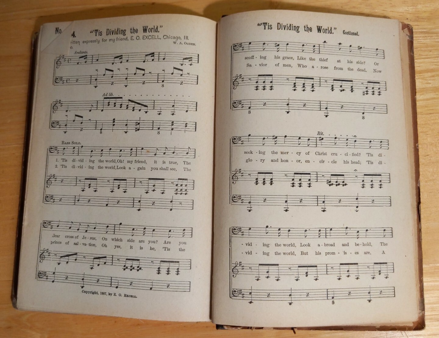 TRIUMPHANT SONGS No.1 by E. O. Excell 1887 HC 224 Pages Excellent condition
