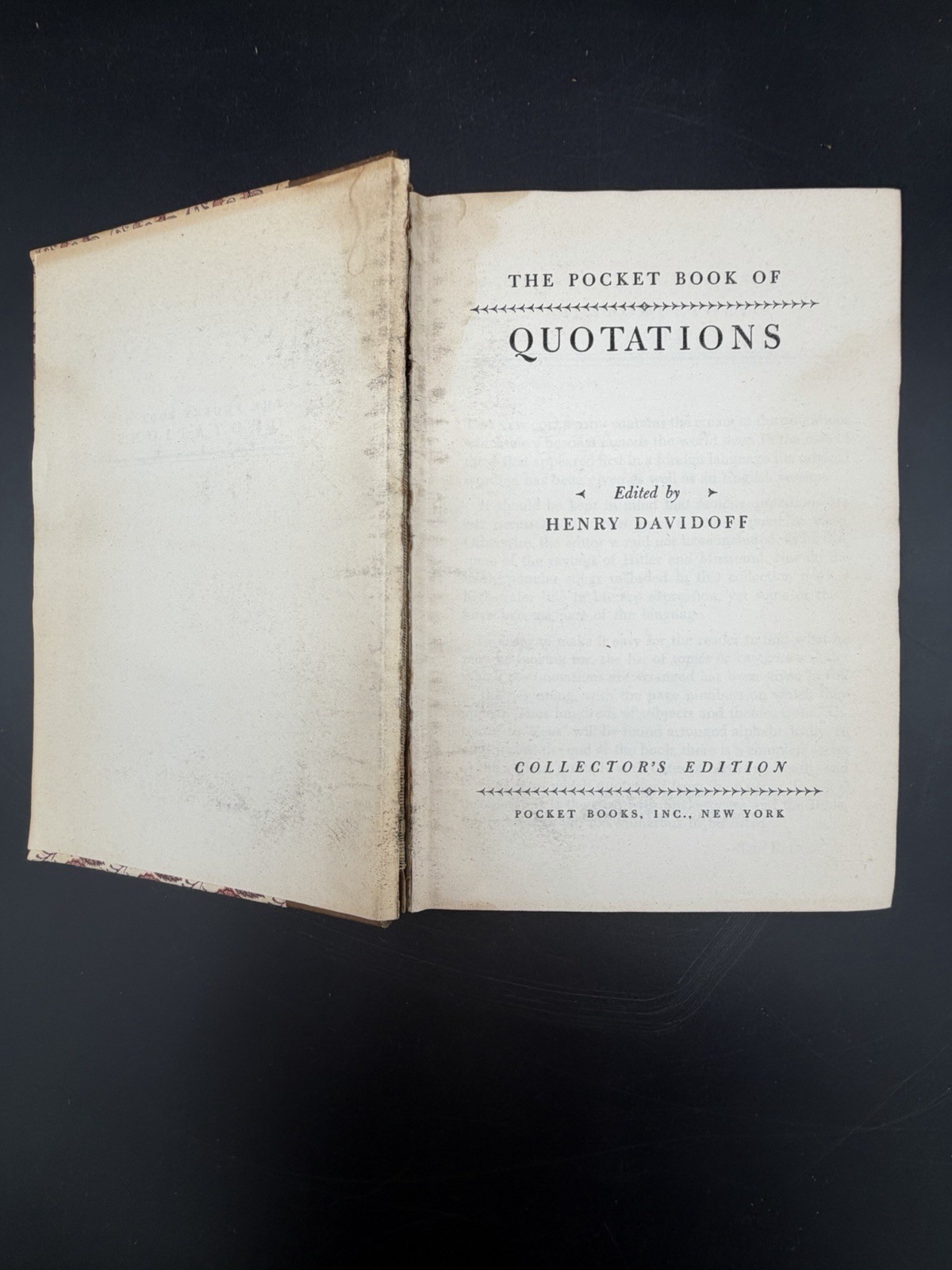 Vintage 1942 The Pocket Book Of Quotations Collector’s Edition Henry Davidoff