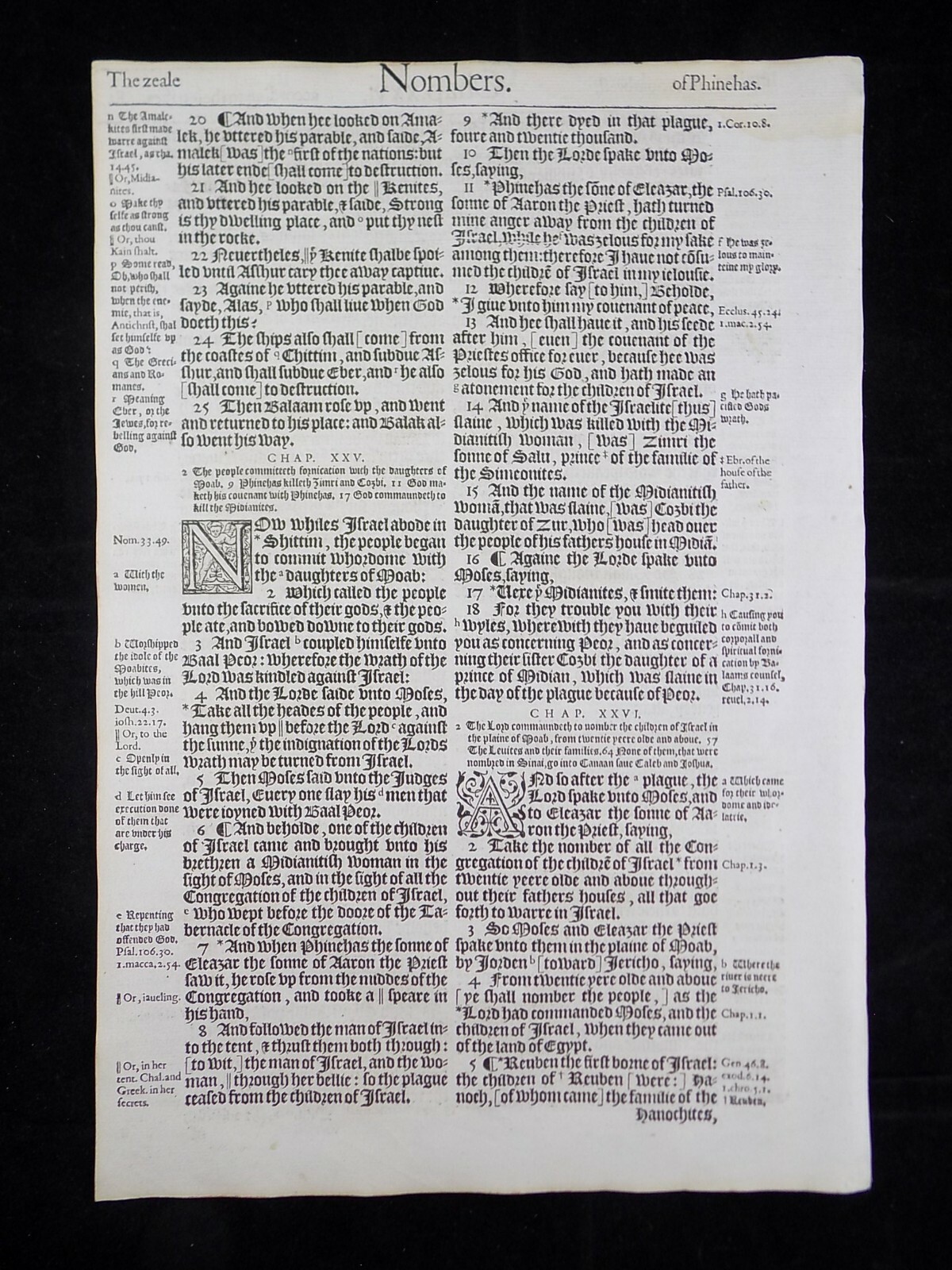 1583 Noblest Geneva Bible Folio- Book of Numbers Leaves- YOU PICK