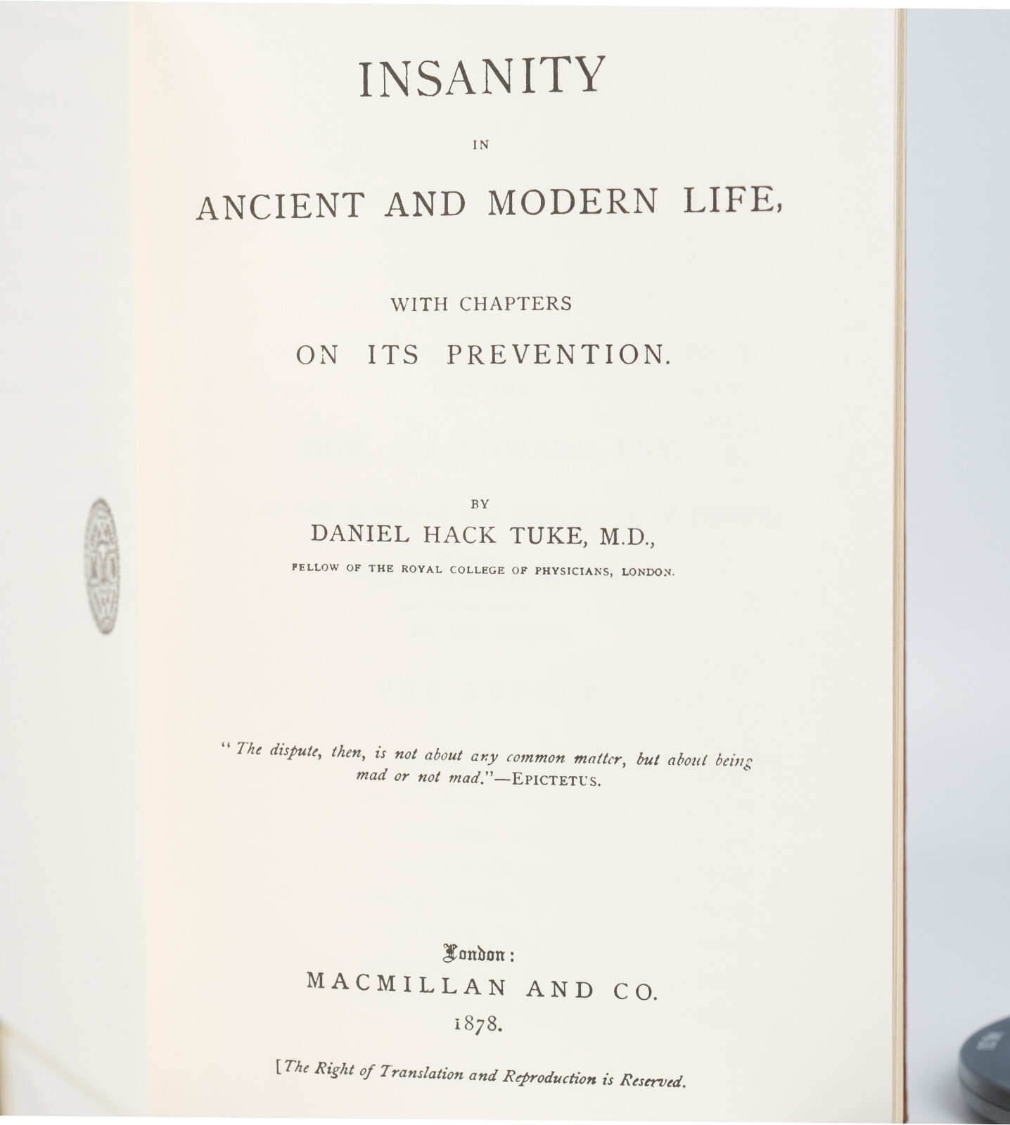 The Classics of Medicine Library “Insanity in Ancient and Modern Life” Tuke HC