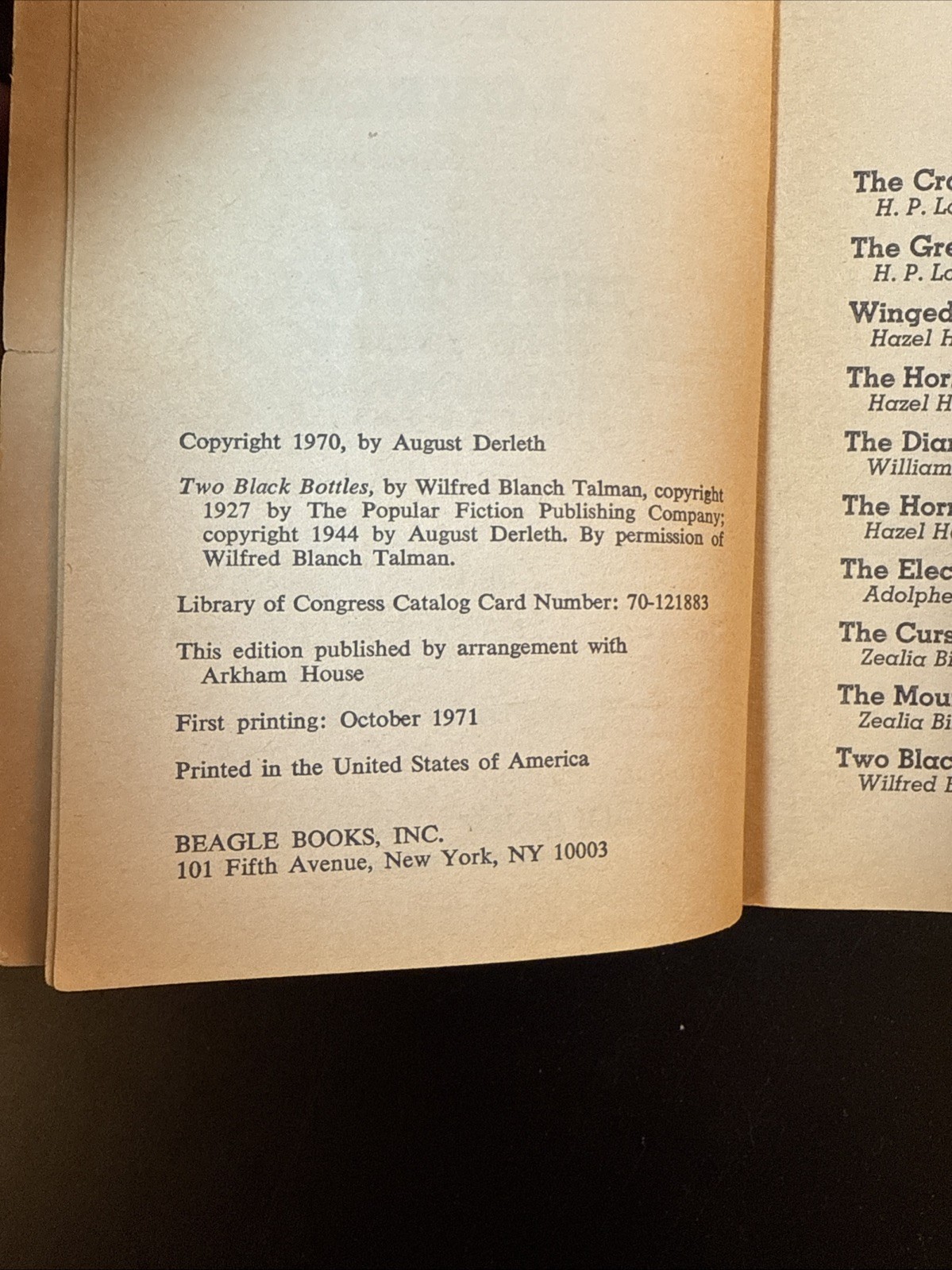 The Shadow Over Innsmouth and Horror In The Museum by H P Lovecraft PB 1971