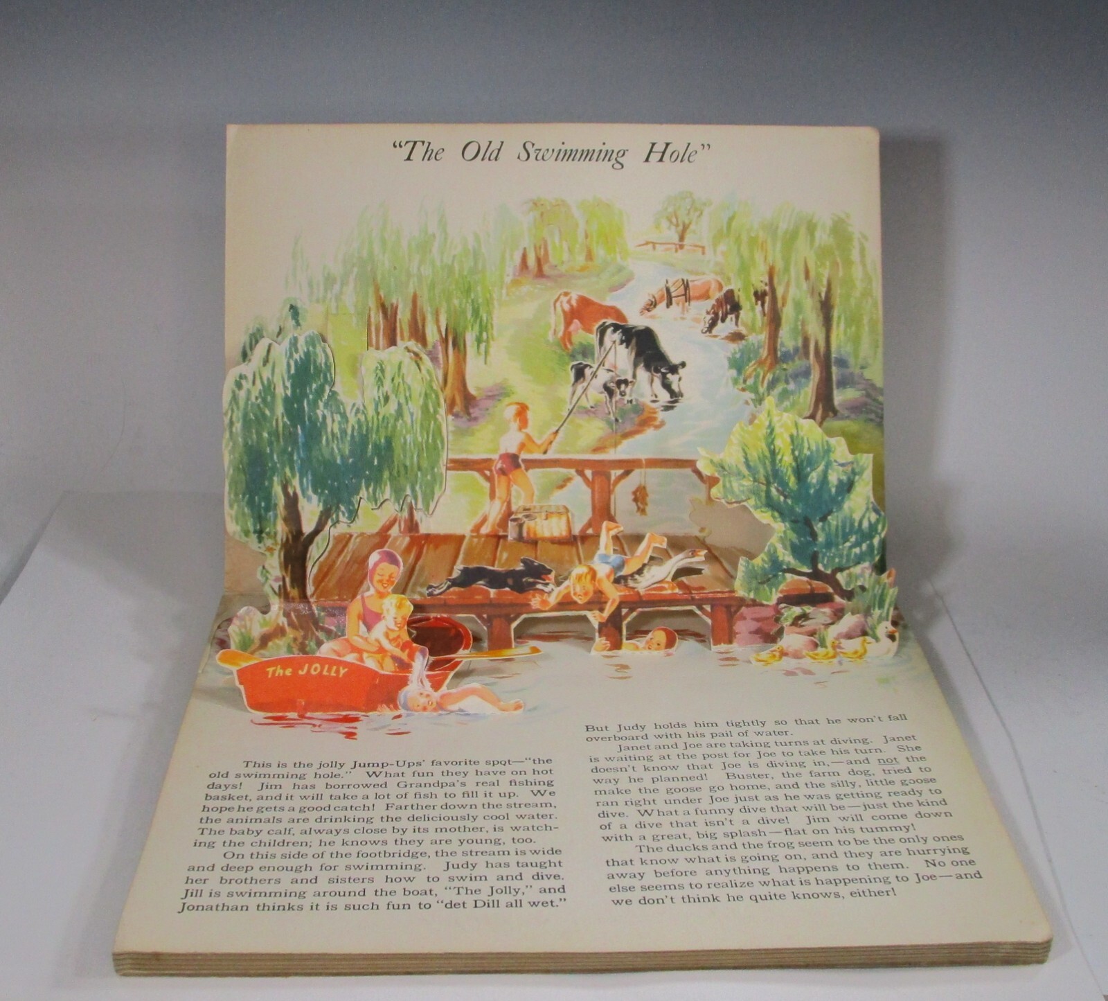 Vintage 1940 THE JOLLY JUMP-UPS ON THE FARM Popup Board Book Geraldine Clyne