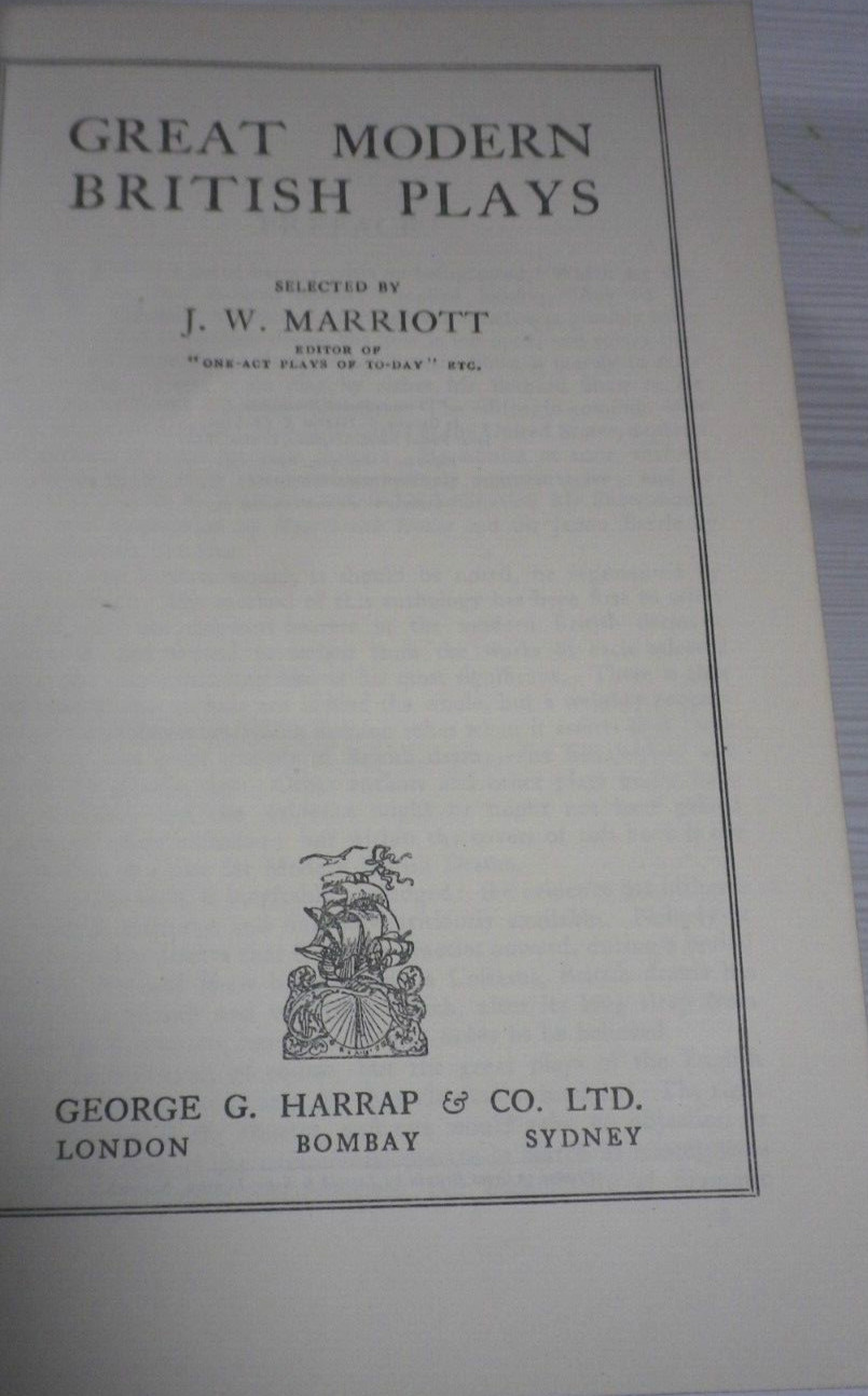 Great Modern British Plays Selected by J W Marriott 1934, Luxury Edition