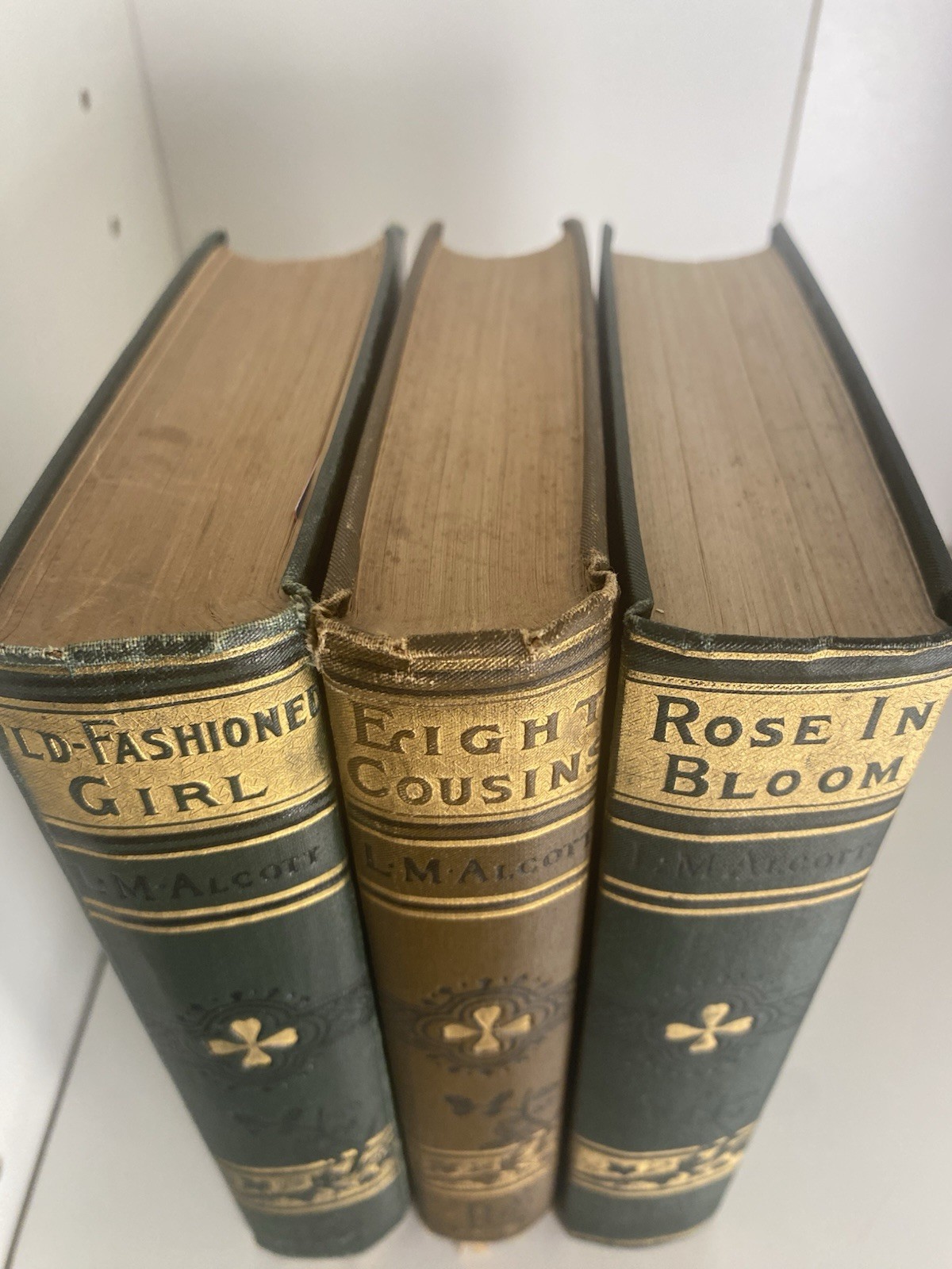 LM Alcott 3 ANTIQUE Books ca. 1900 Gilt Victorian Spines Rare Excel. Condition