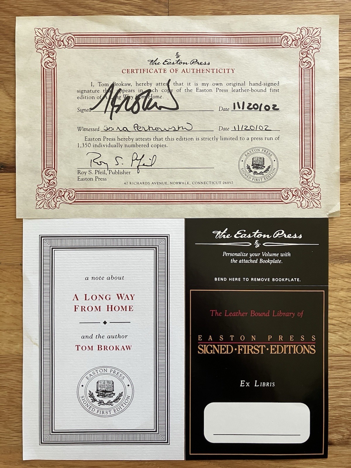Tom Brokaw A Long Way From Home Signed Leather Collector’s Edition Easton Press