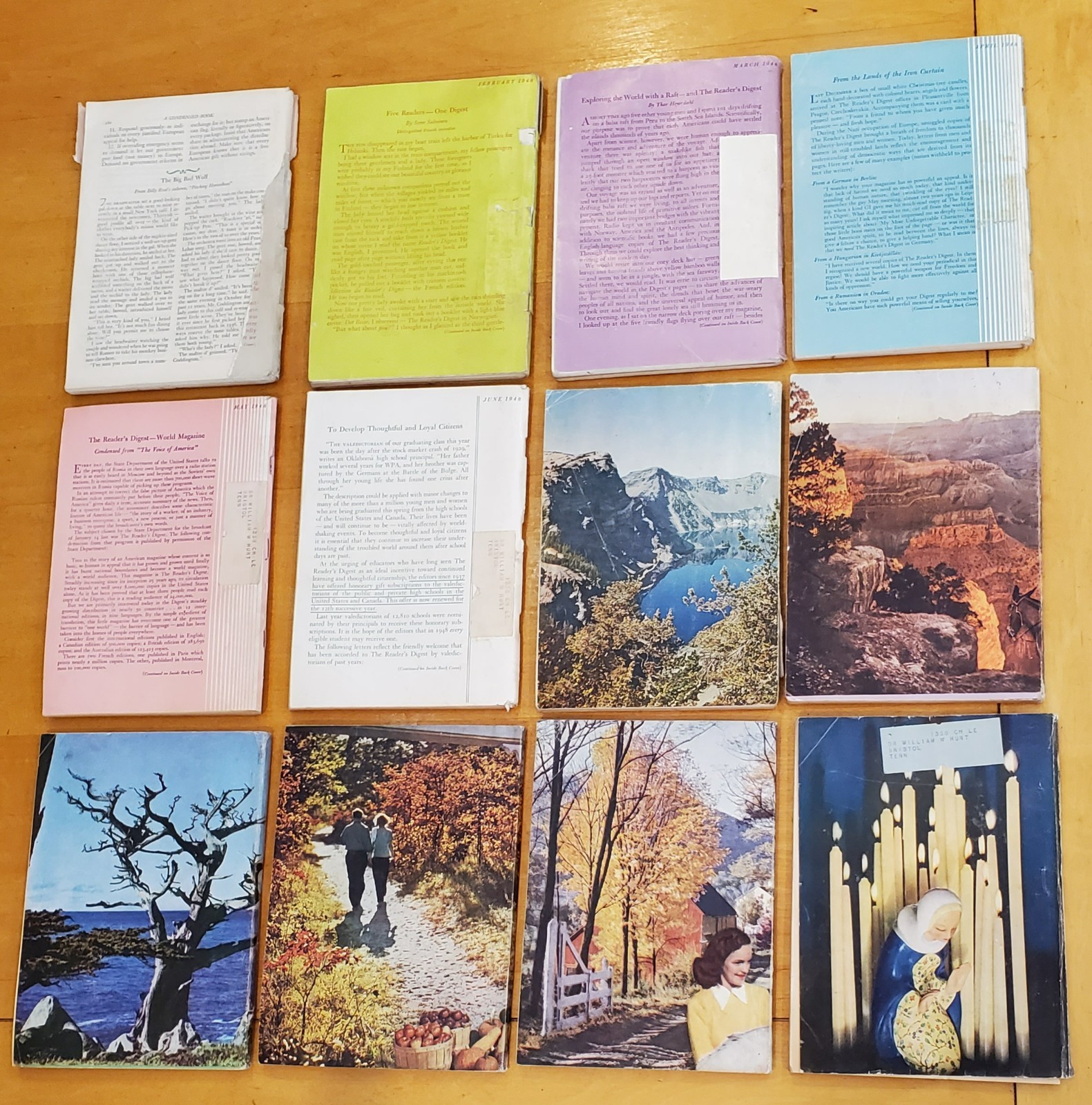Lot of 12 – 1948 Reader’s Digests 12 Months, Entire Year FREE Shipping