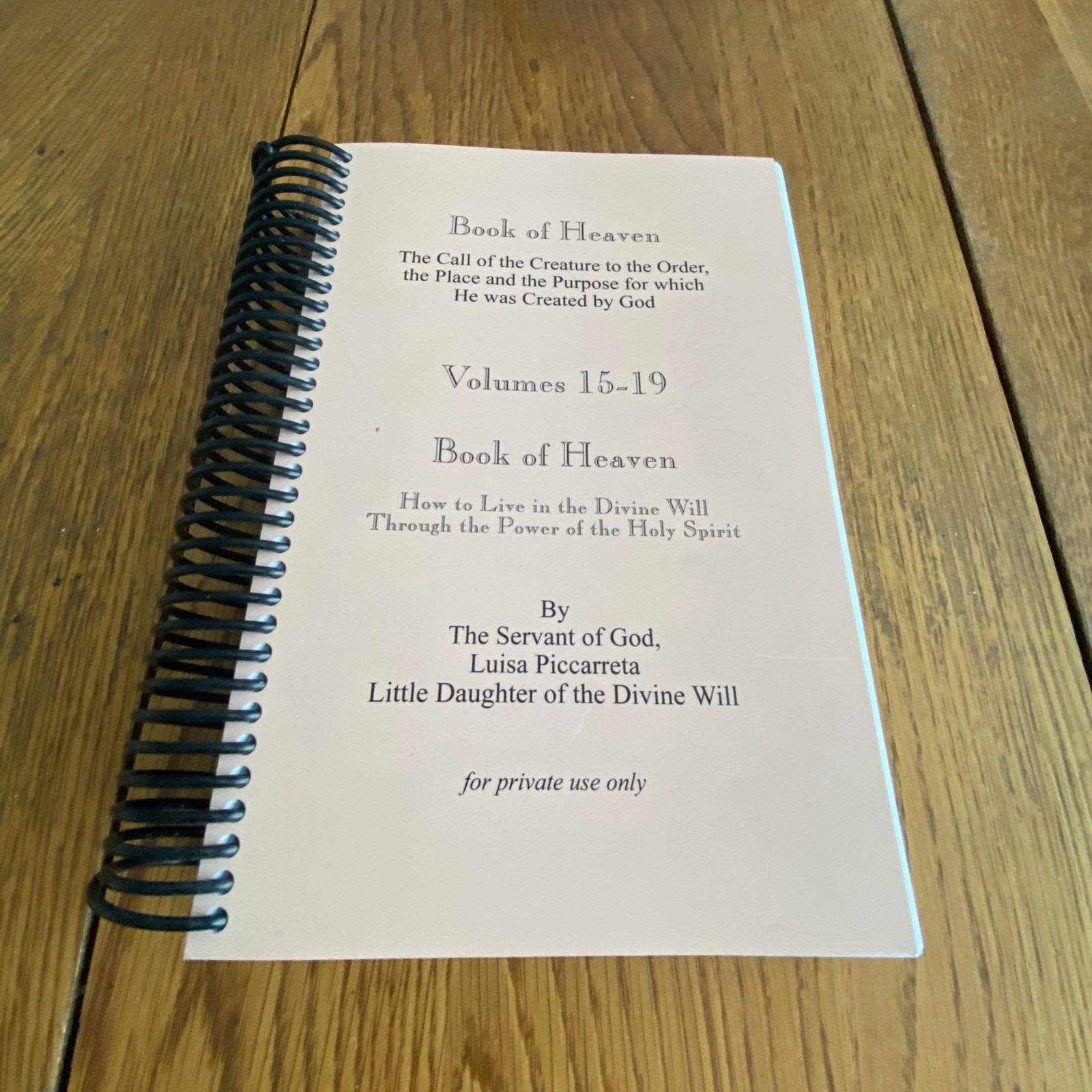 Book of Heaven by Luisa Piccarreta Volumes 1-36 Complete Set Spiral Paperback